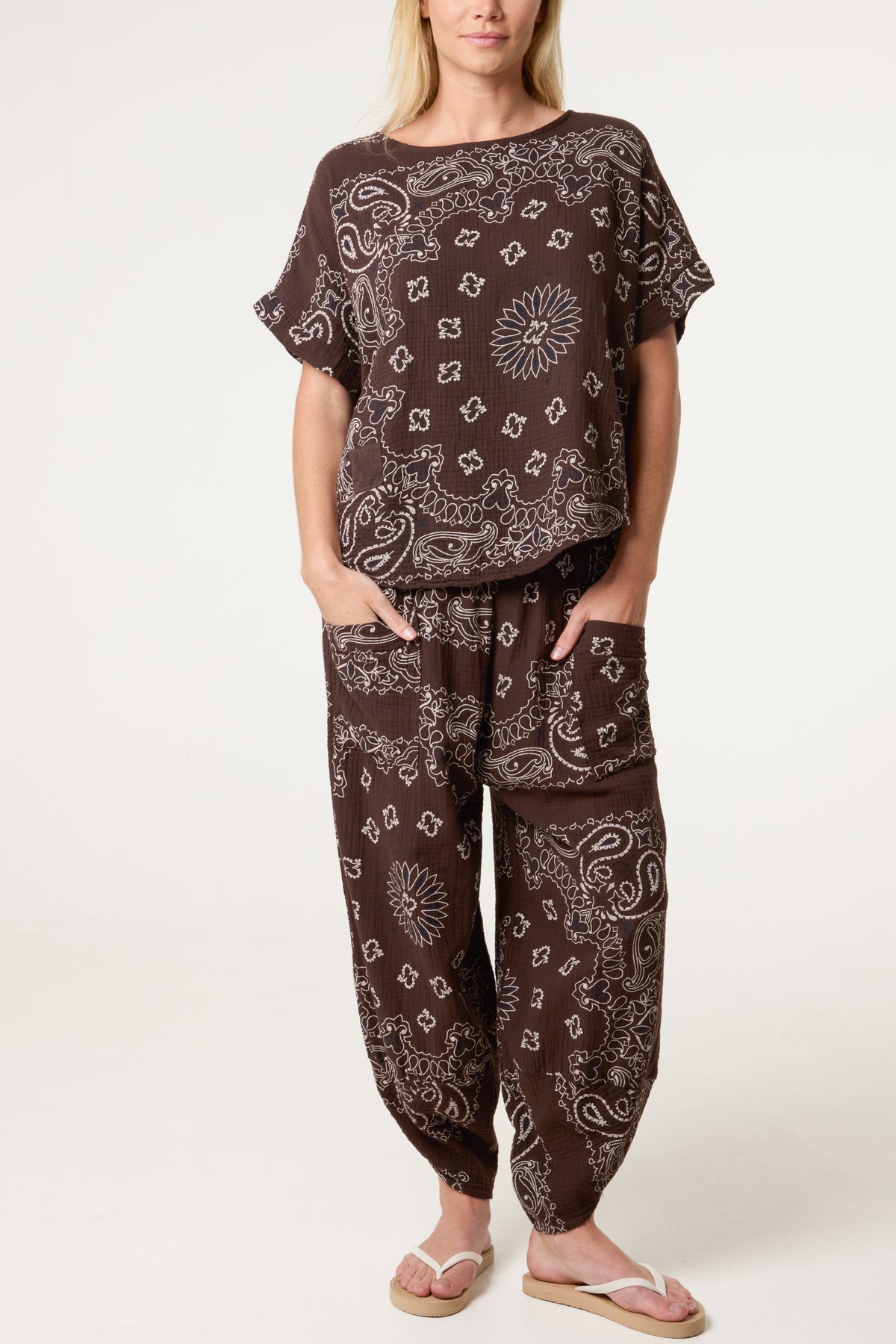 Bandana Print Top & Harem Trousers