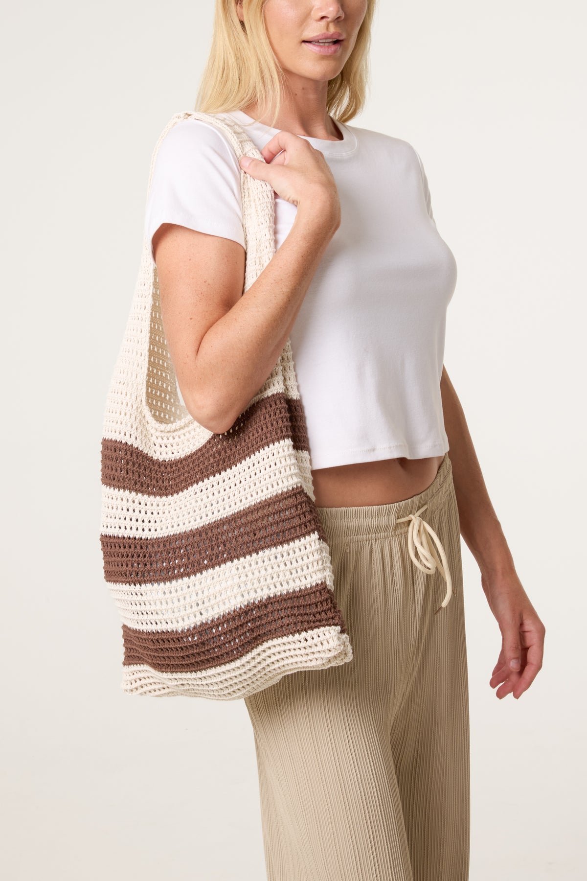 Striped Crochet Handbag