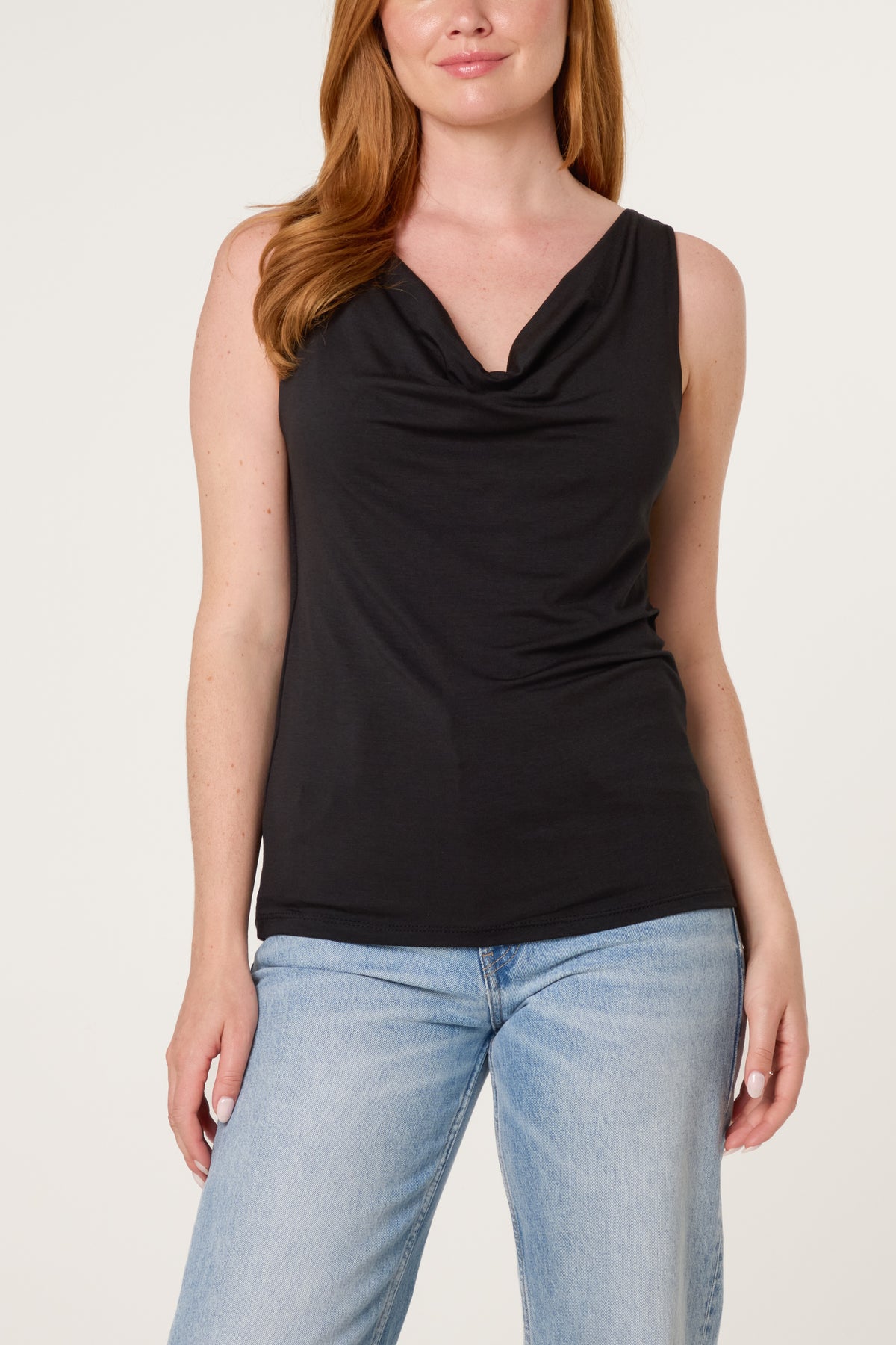 Sleeveless Cowl Neck Viscose Jersey Top