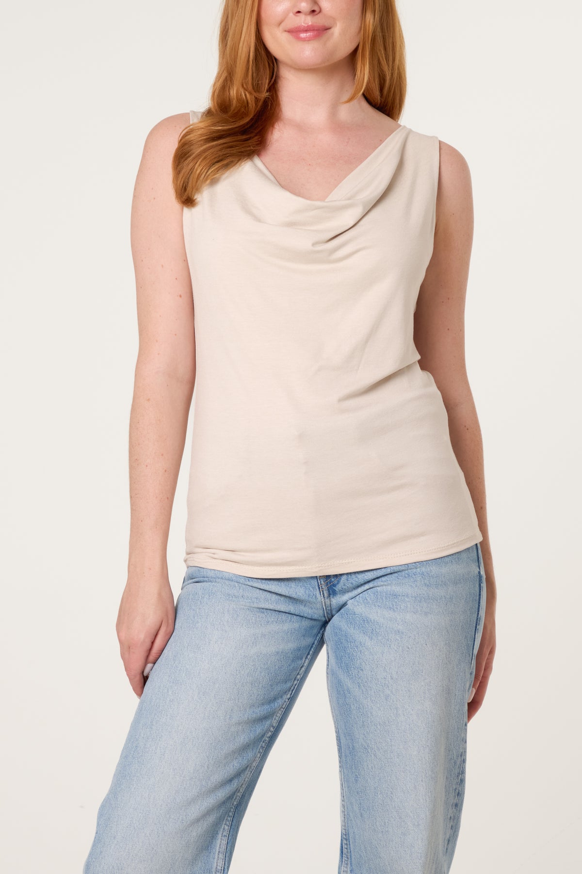 Sleeveless Cowl Neck Viscose Jersey Top