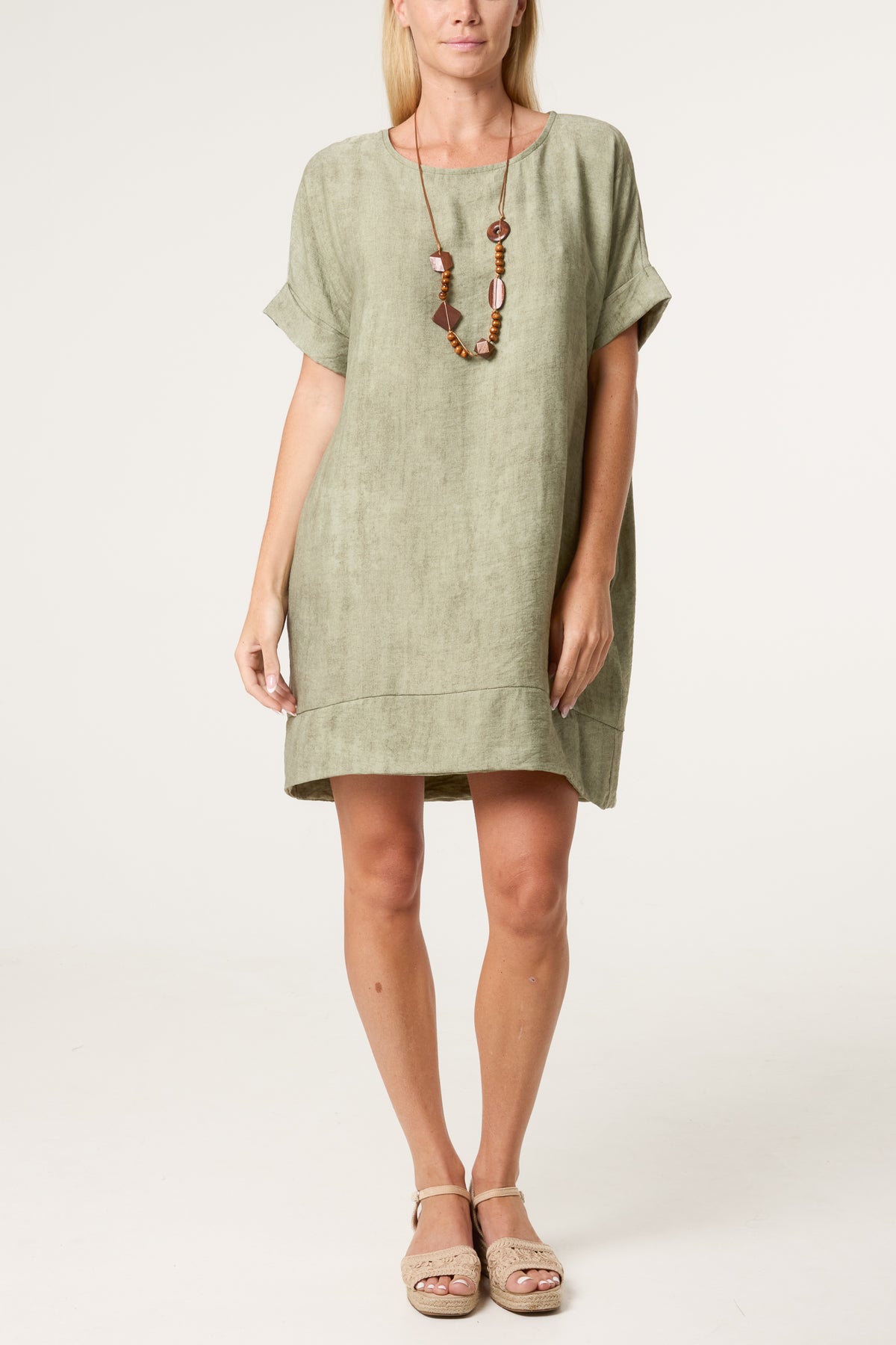 Necklace Washed Effect Mini Dress