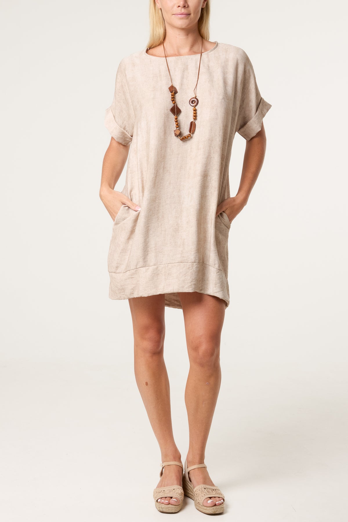 Necklace Washed Effect Mini Dress