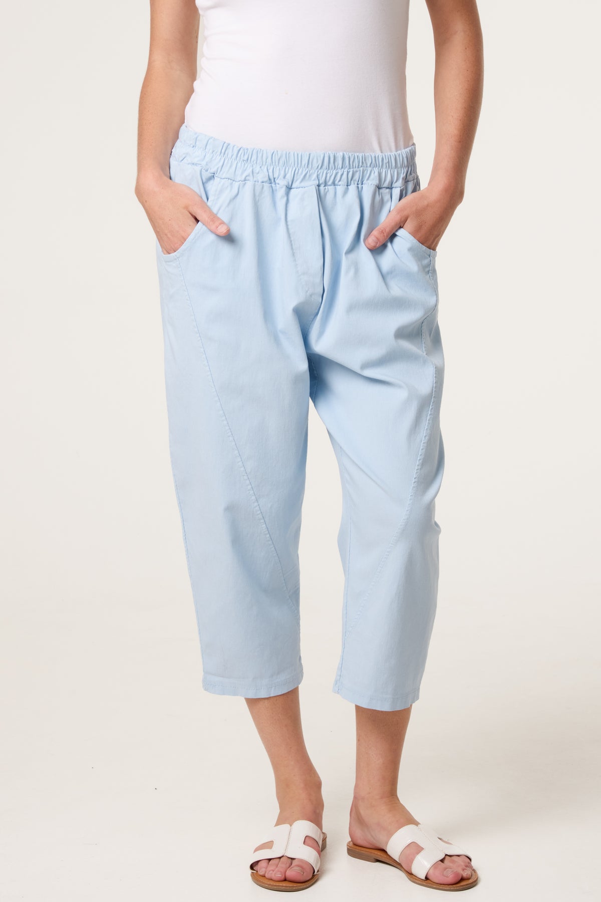 Magic Plain Stretch Capri Trousers