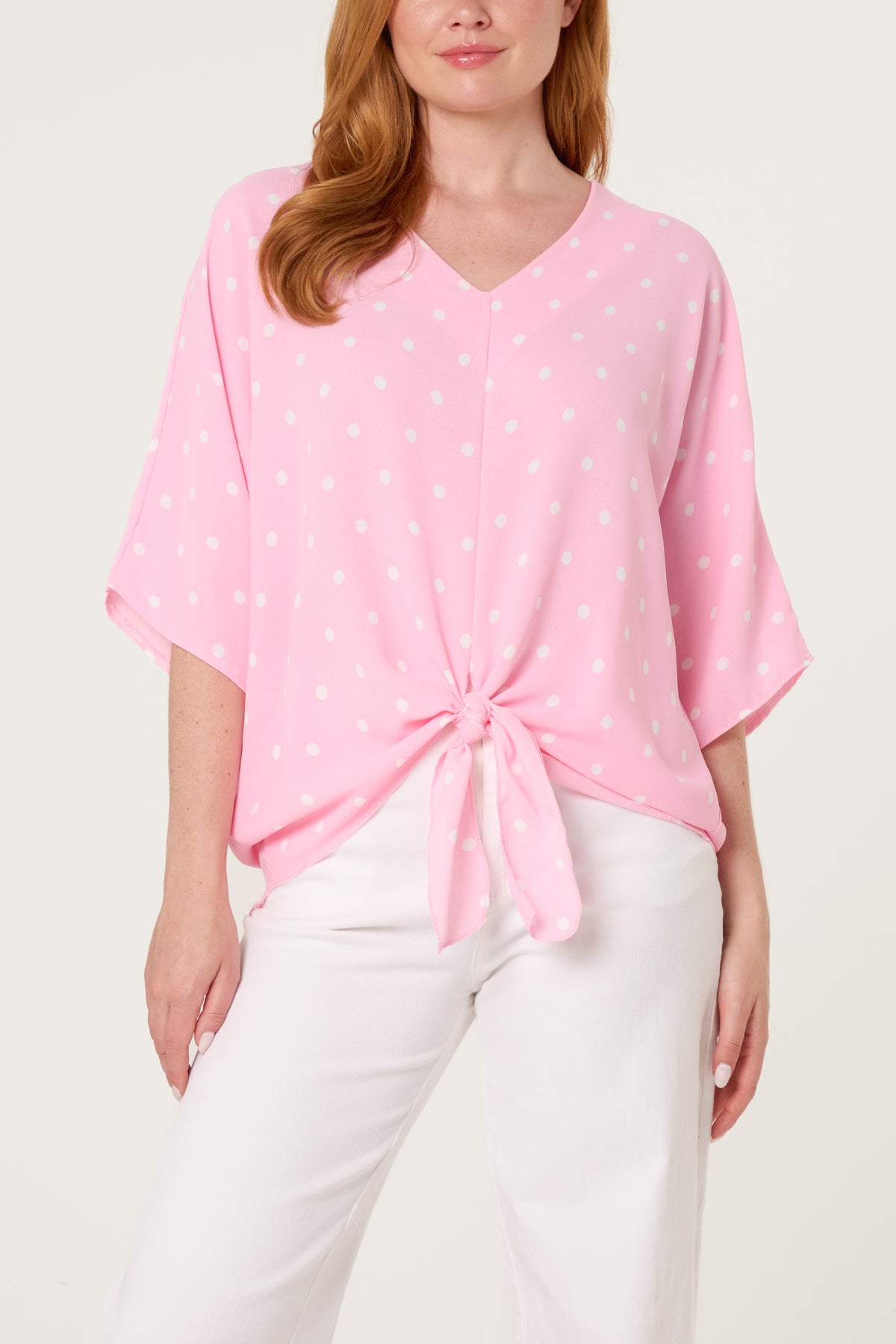 Polka Dot Knot Front Top