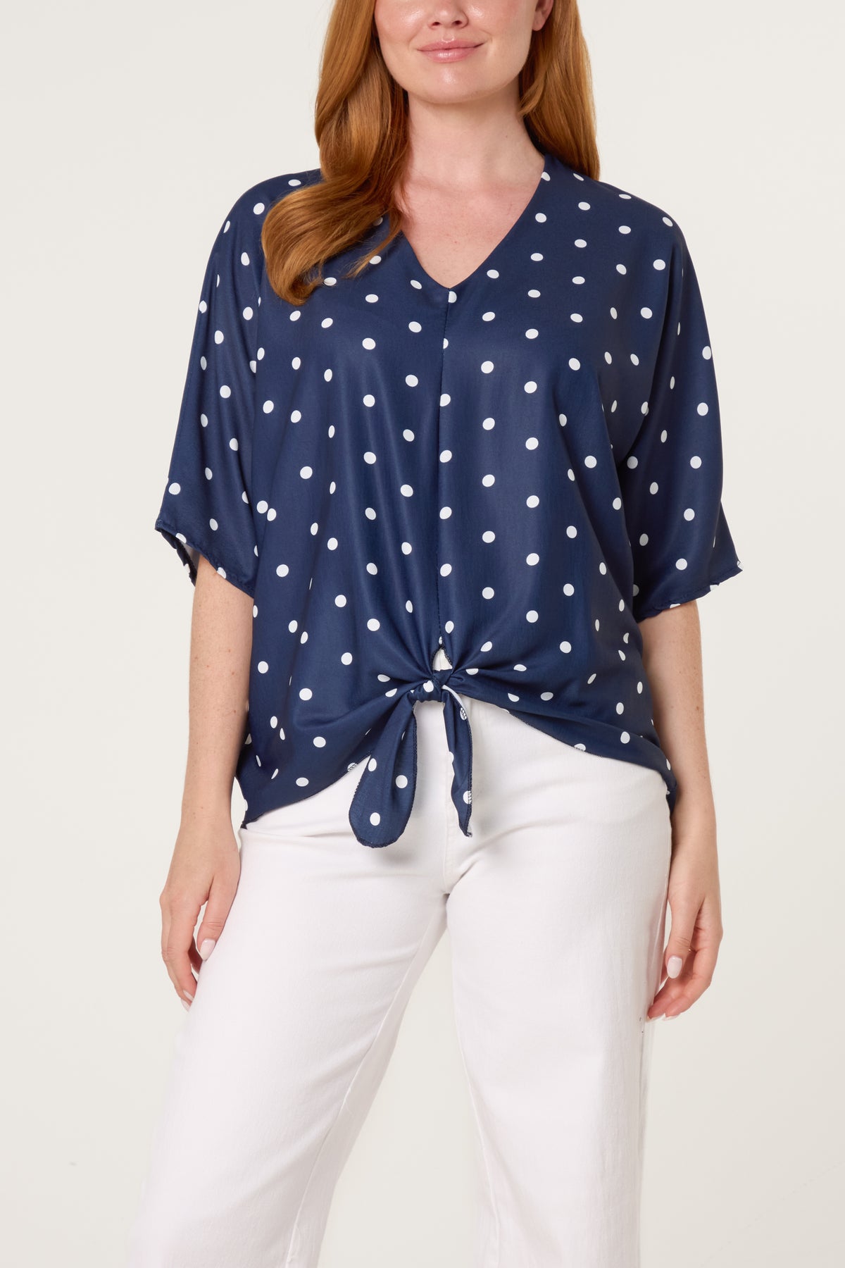 Polka Dot Knot Front Top