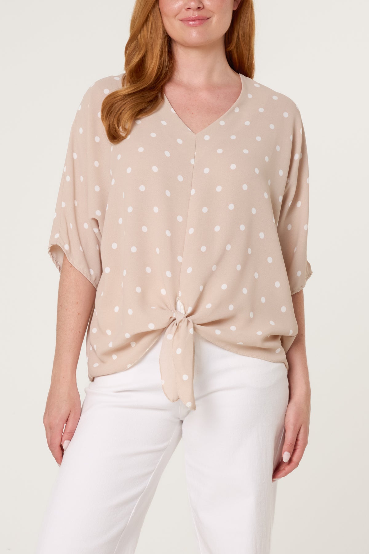 Polka Dot Knot Front Top