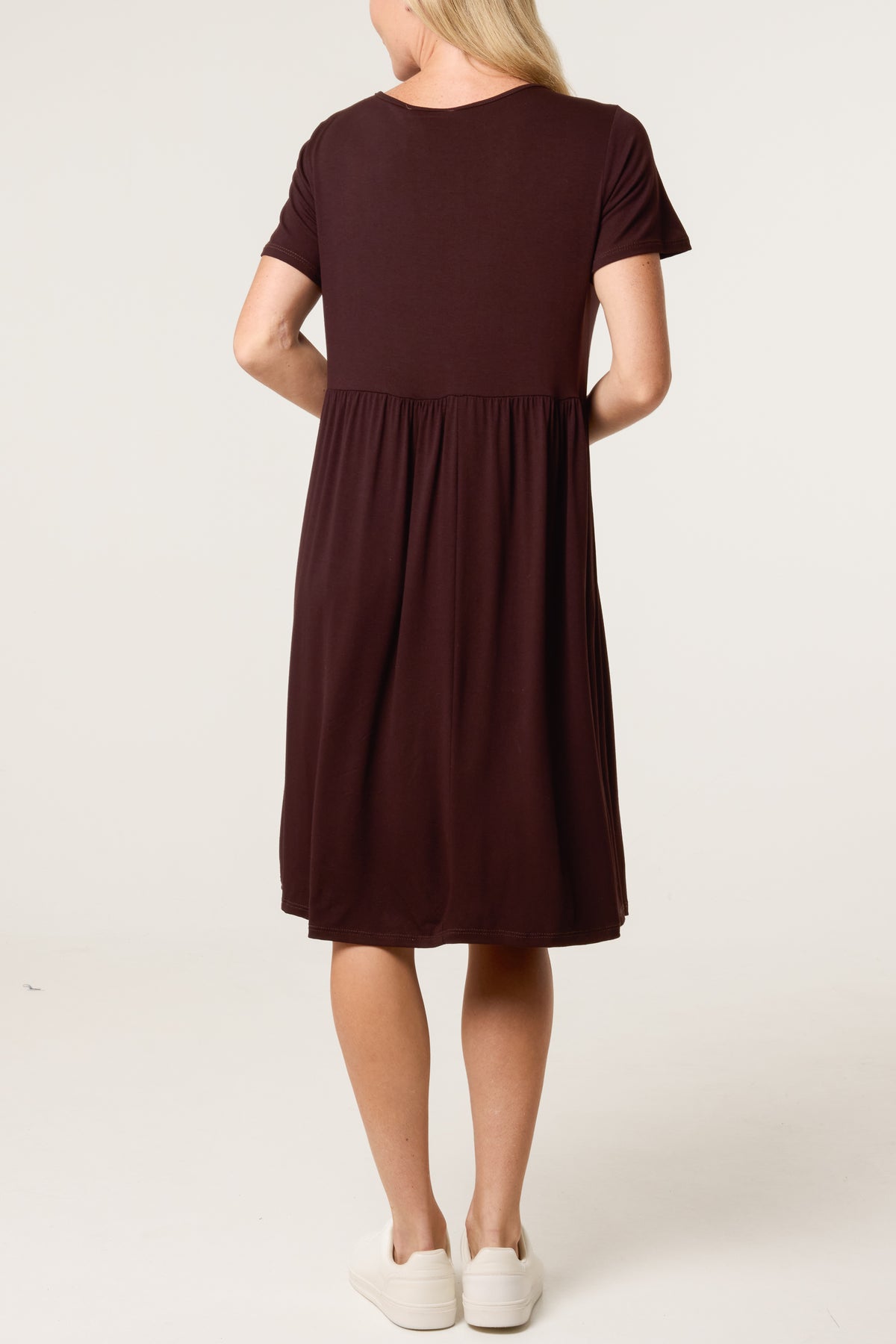 Round Neck Stretch Mini Dress