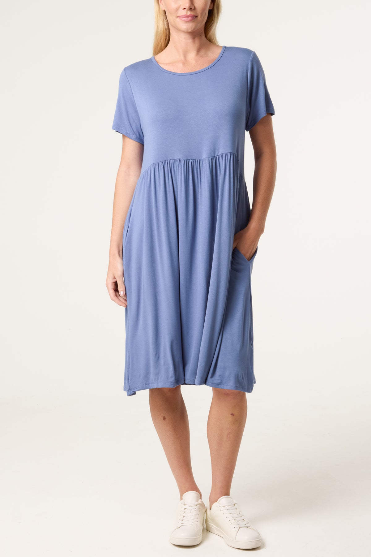 Round Neck Stretch Mini Dress