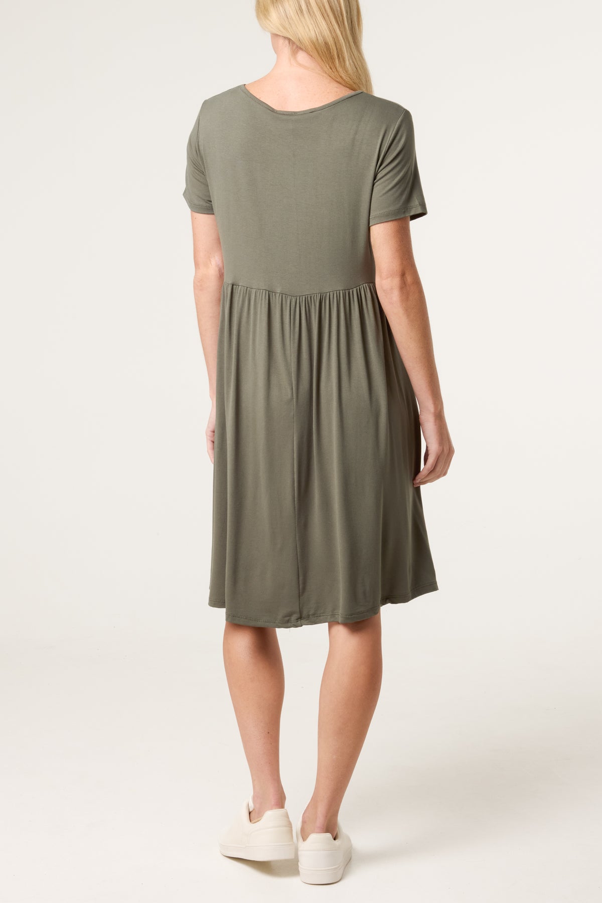 Round Neck Stretch Mini Dress