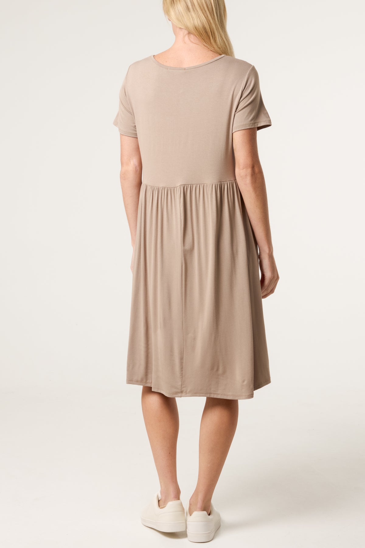 Round Neck Stretch Mini Dress