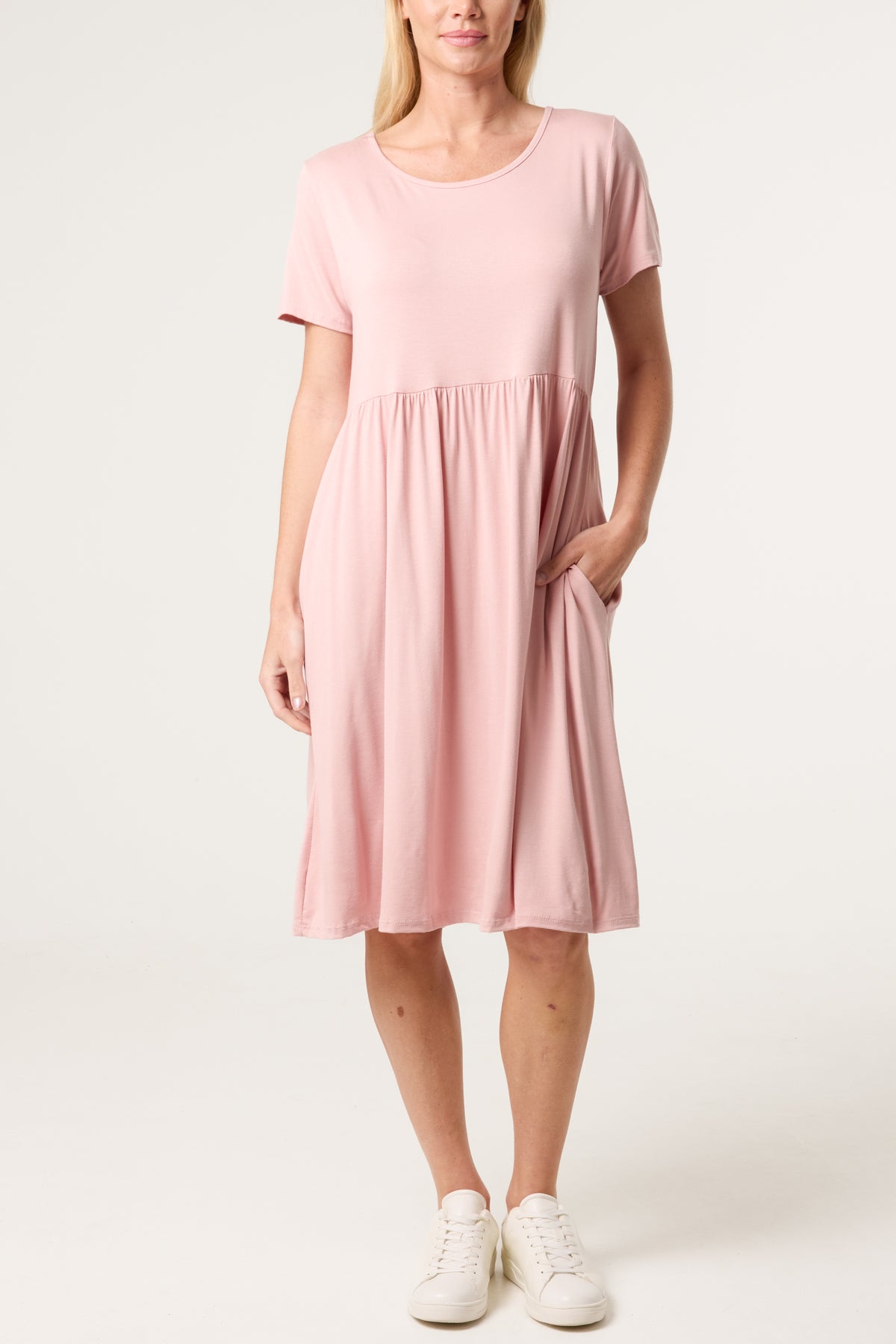 Round Neck Stretch Mini Dress