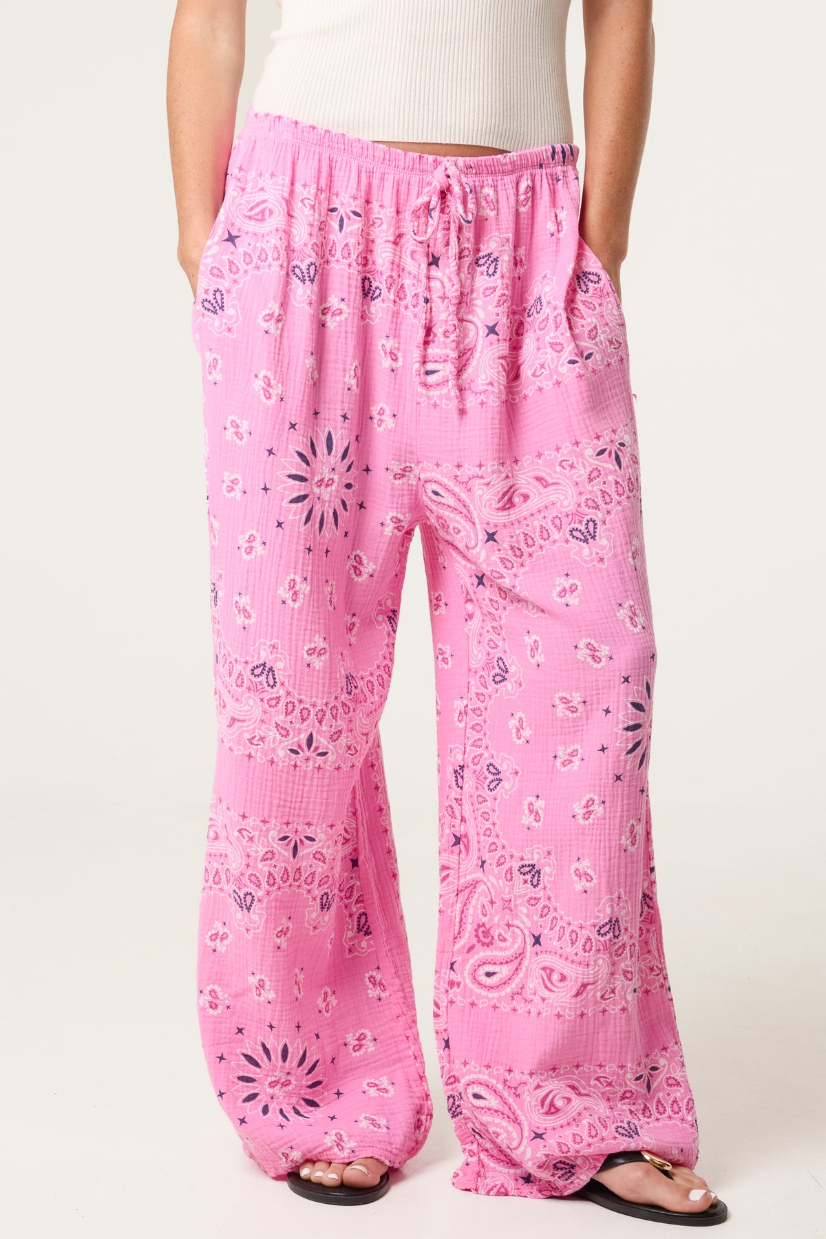 Bandana Trouser With Tie Front & Pockets