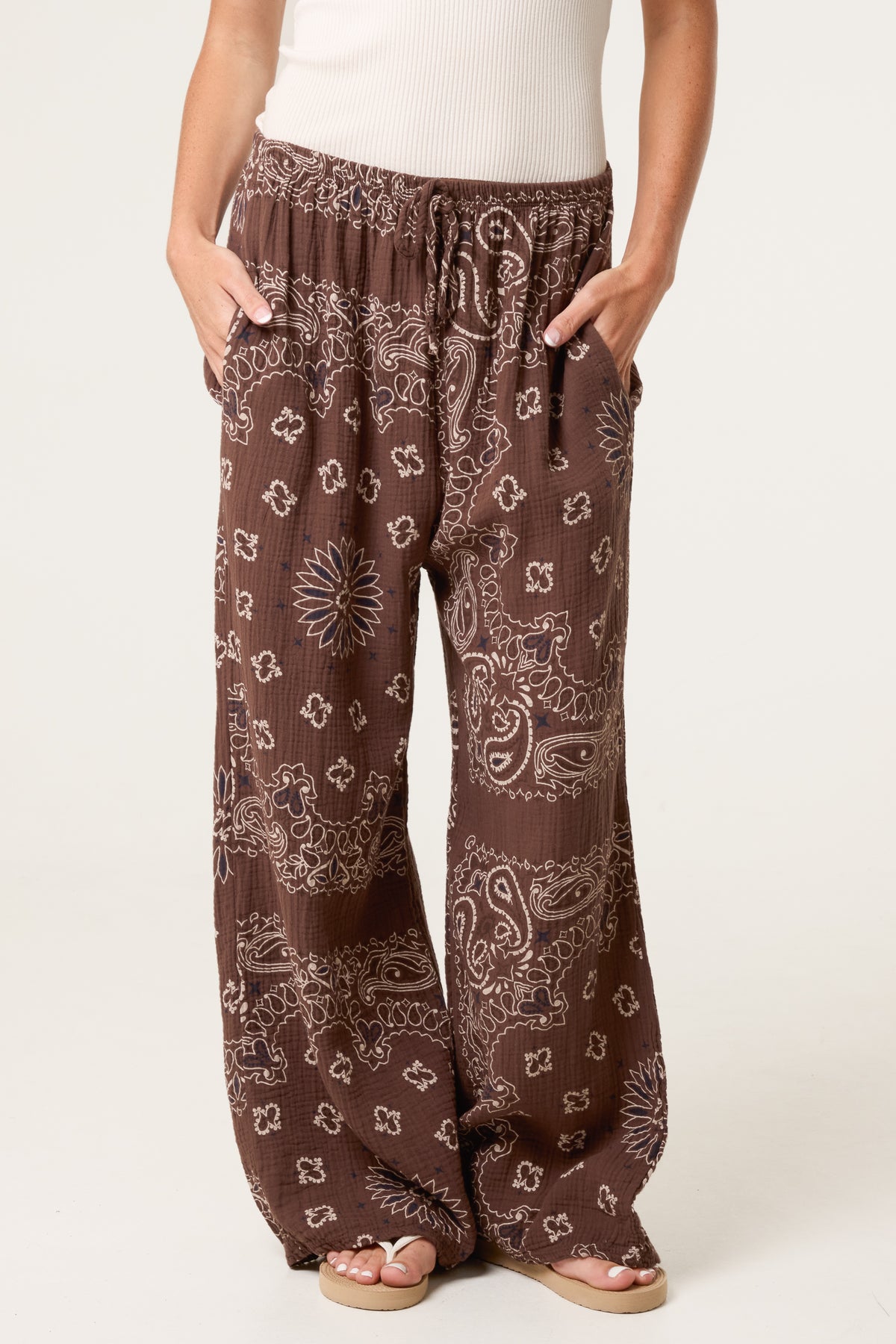 Bandana Trouser With Tie Front & Pockets