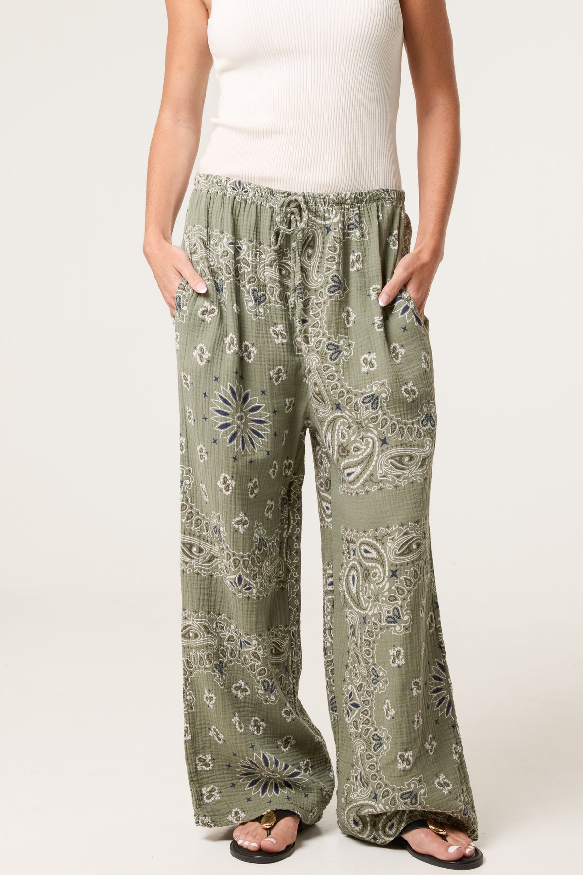 Bandana Trouser With Tie Front & Pockets
