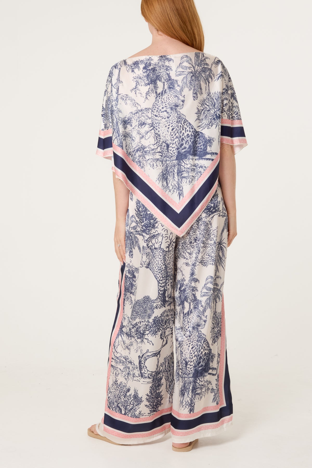Scarf Top & Wide Leg Trousers Set