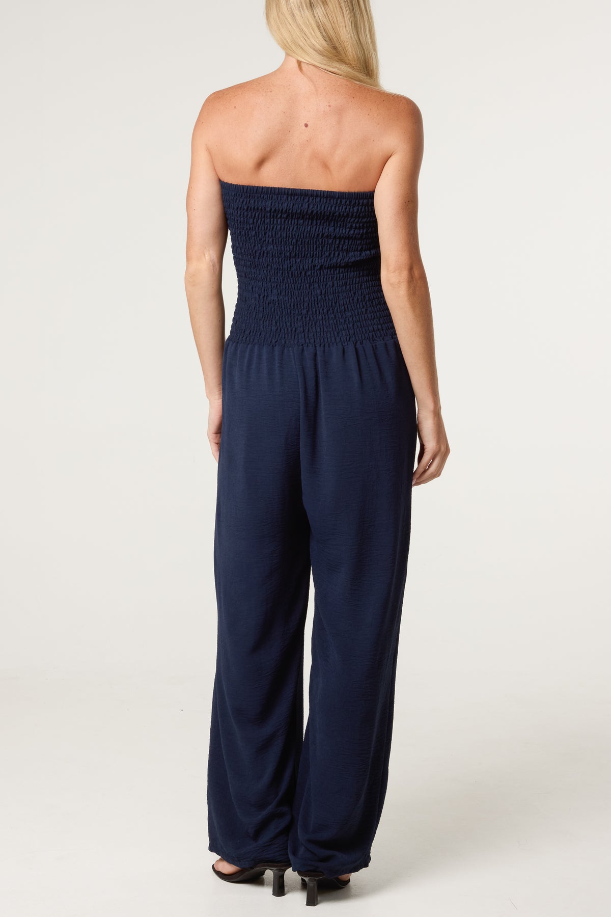 Bandeau Shirred Wide Leg Jumpsuit