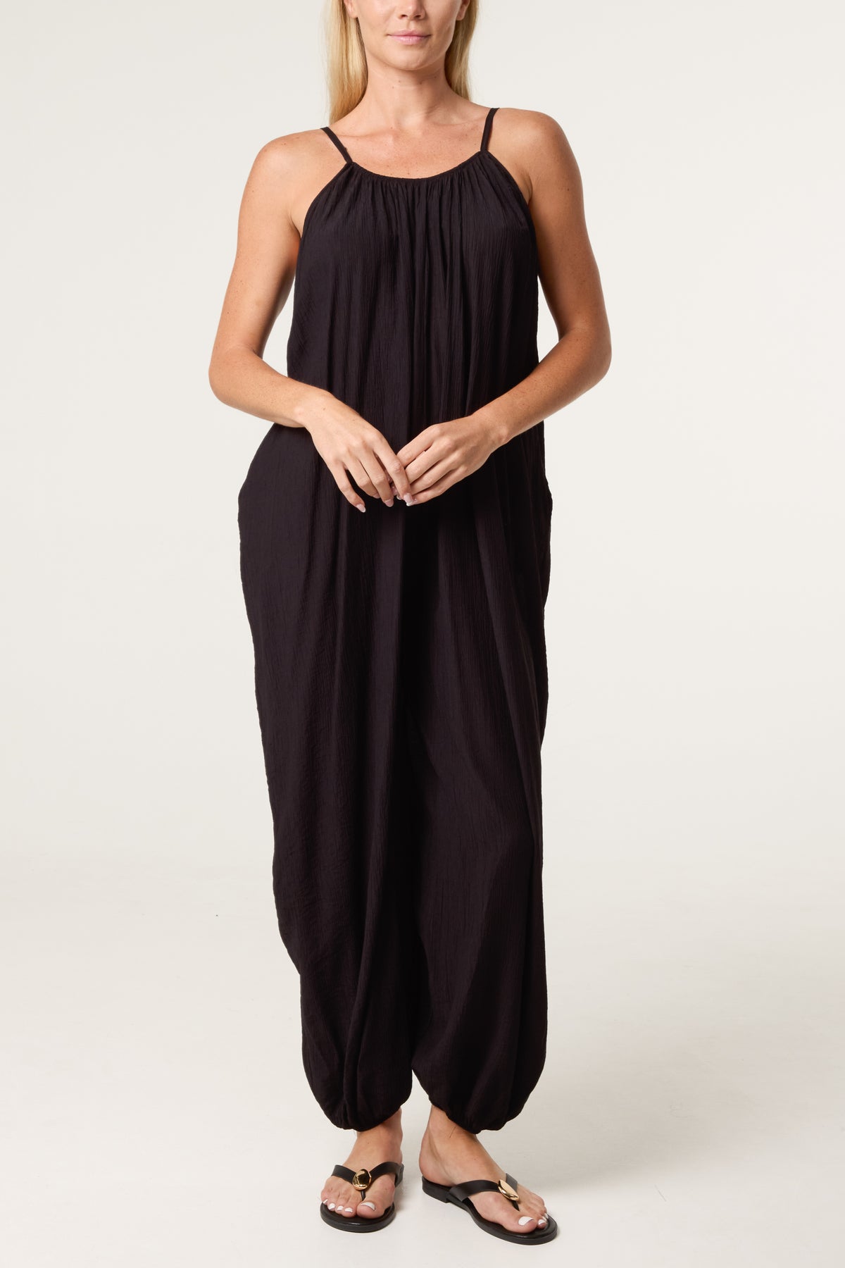 Crinkle Fabric Cami Jumpsuit