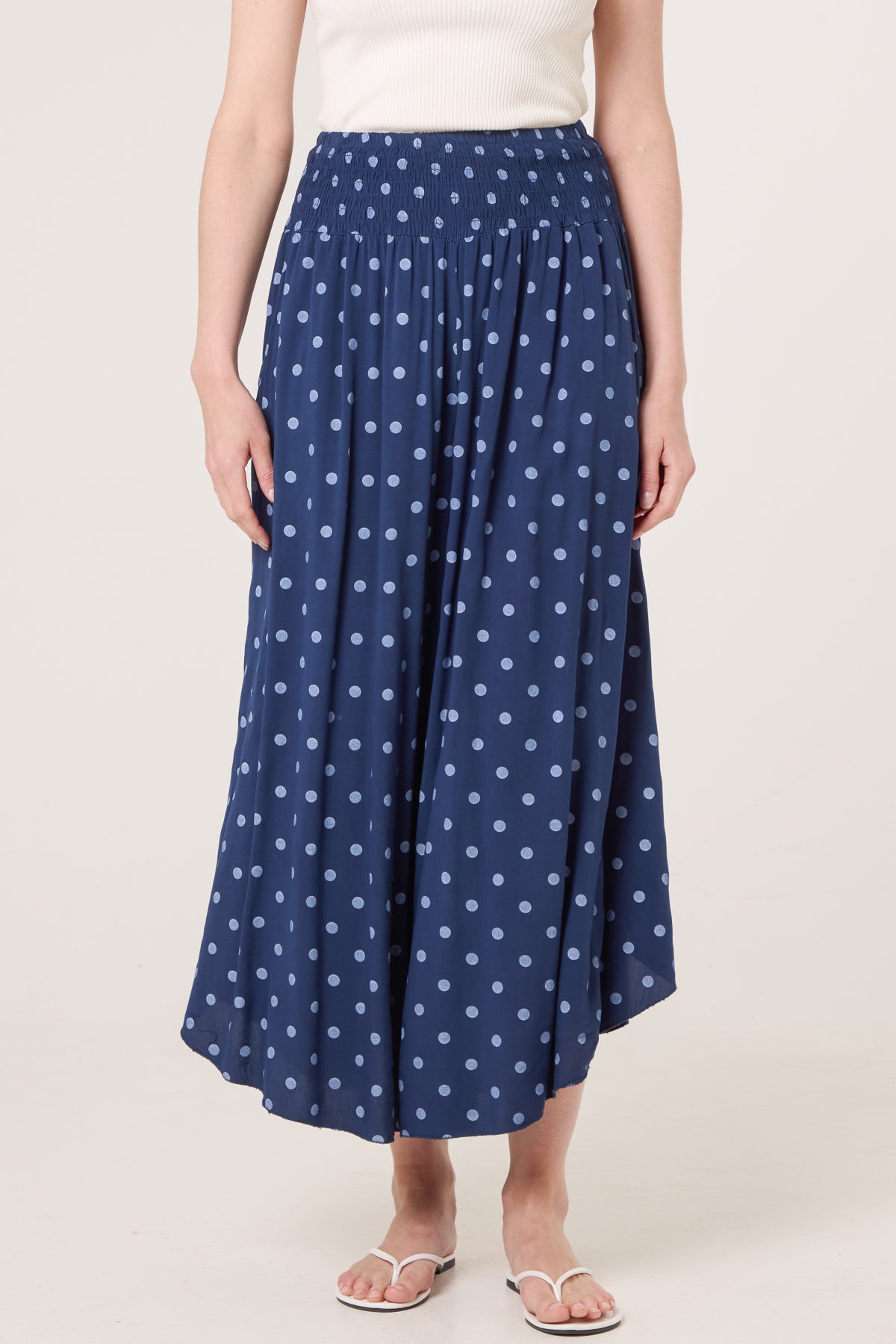 Polka Dot Wide Leg Shaped Trouser