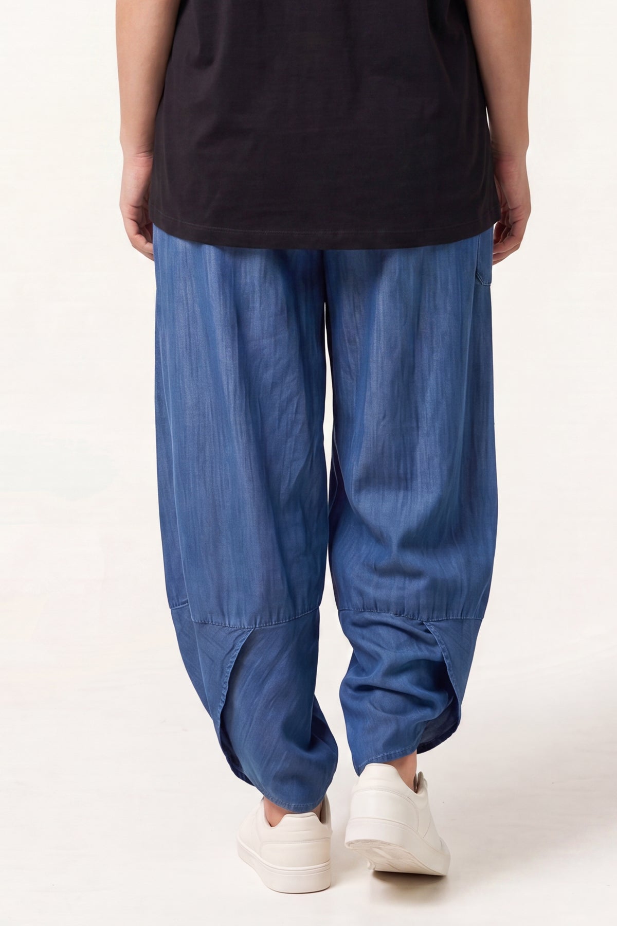 Front Pockets Denim Harem Trousers