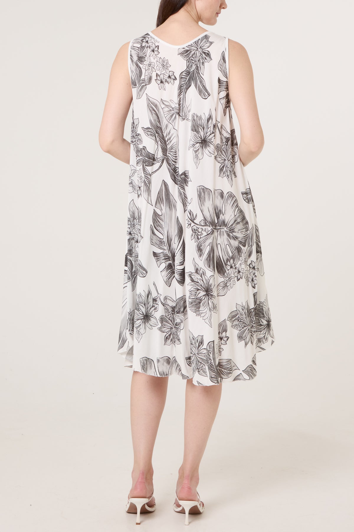 Floral Sleeveless Swing Midi Dress