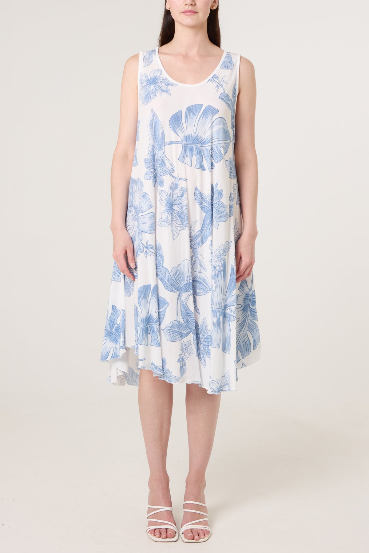 Floral Sleeveless Swing Midi Dress
