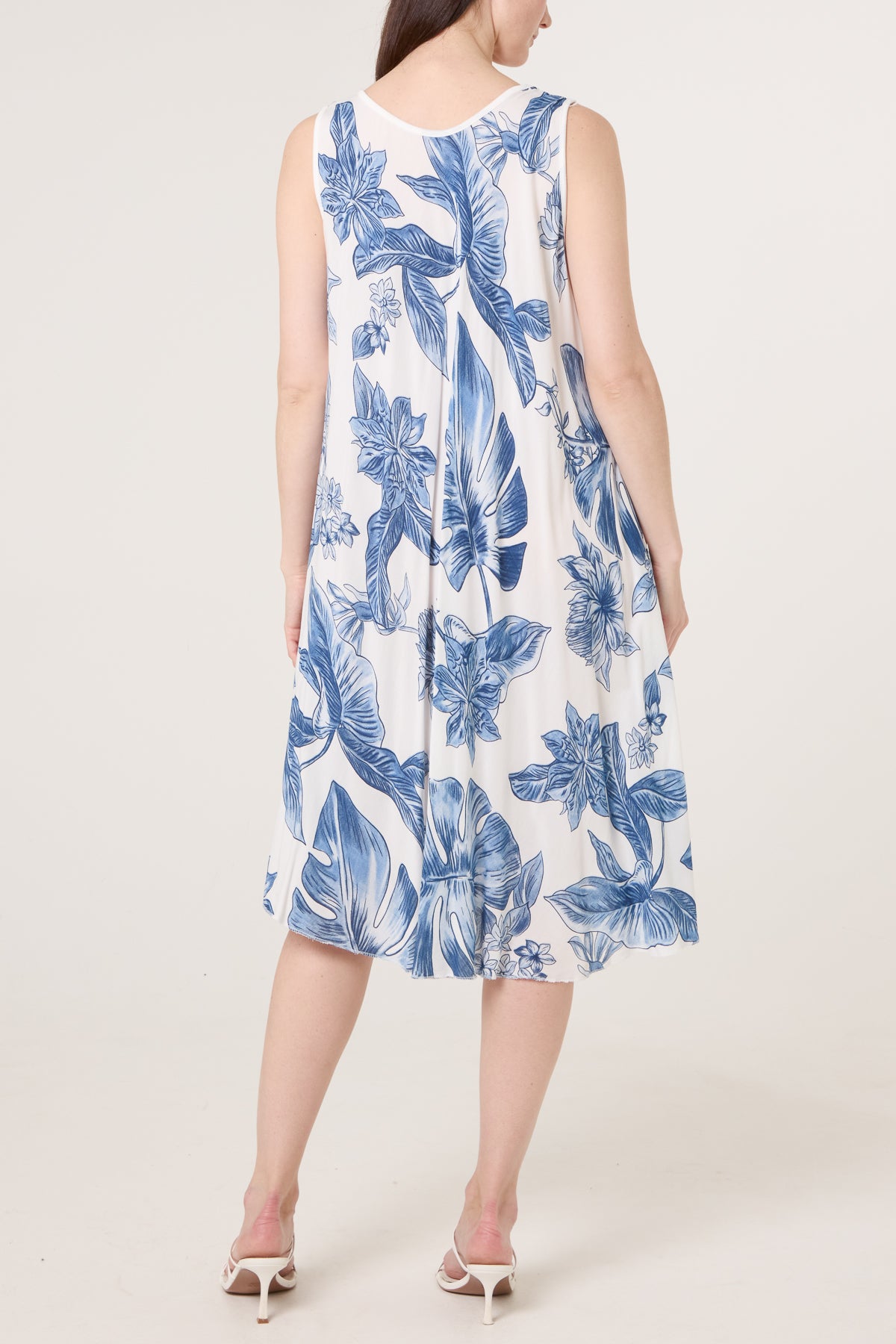 Floral Sleeveless Swing Midi Dress
