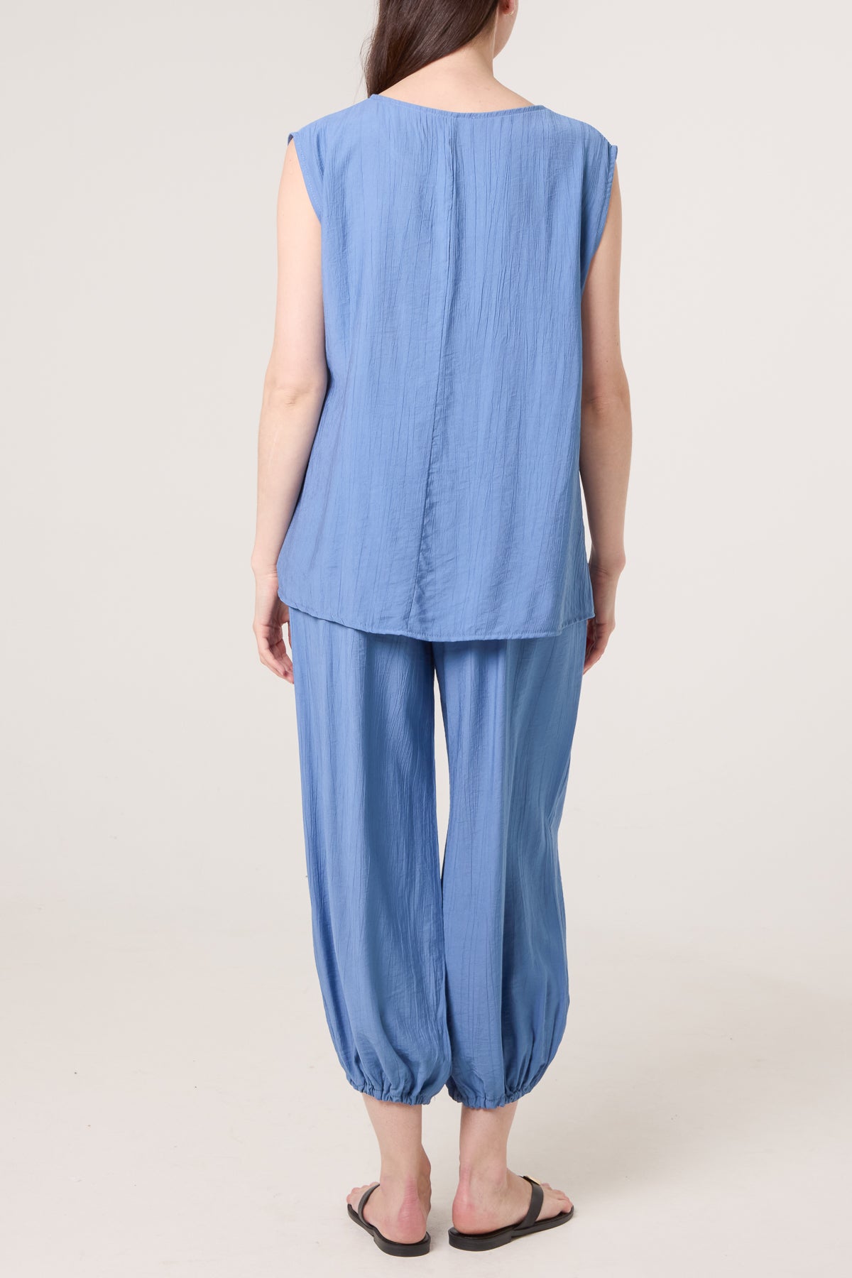 Crinkle Front Knot Top & Trousers Set