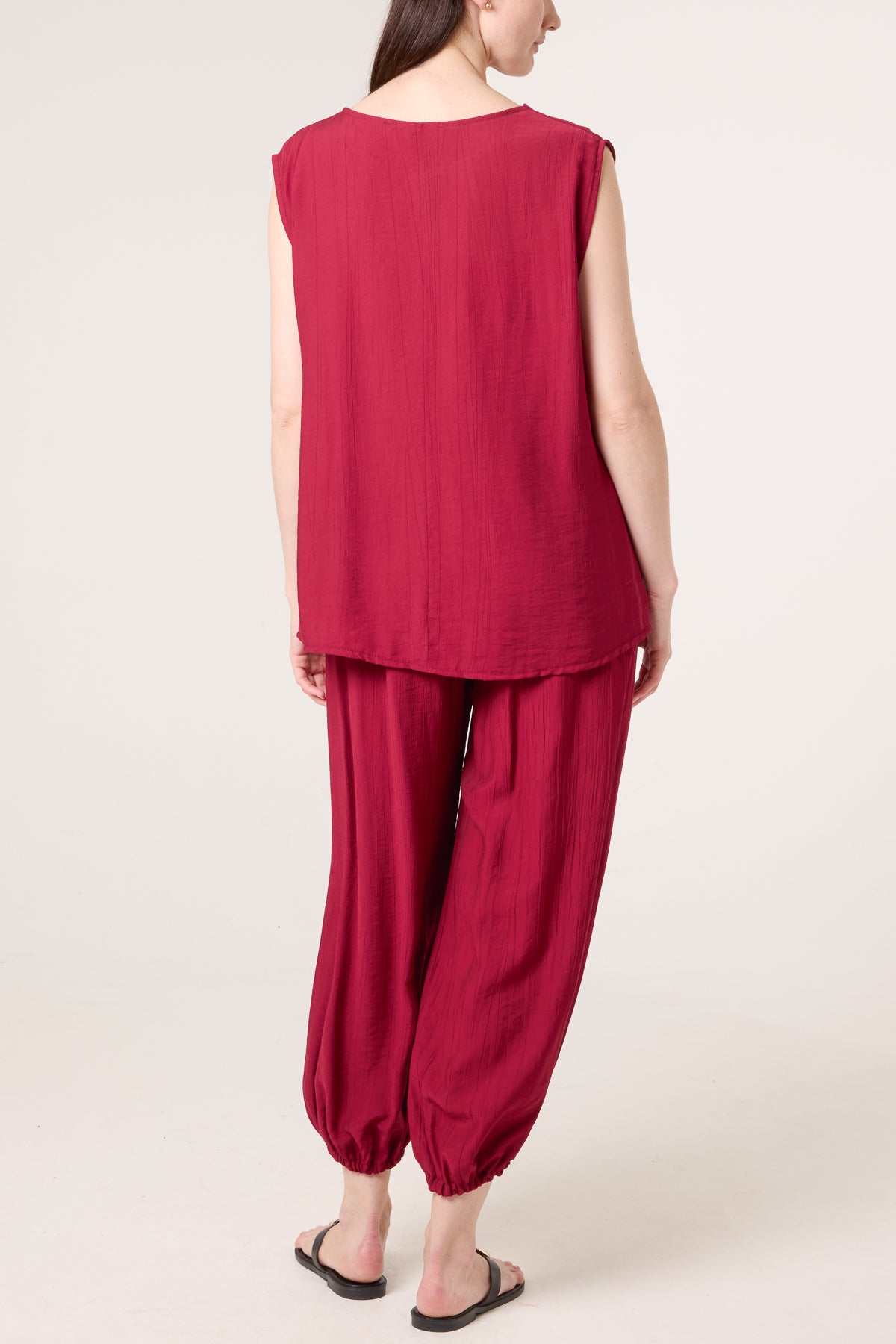 Crinkle Front Knot Top & Trousers Set