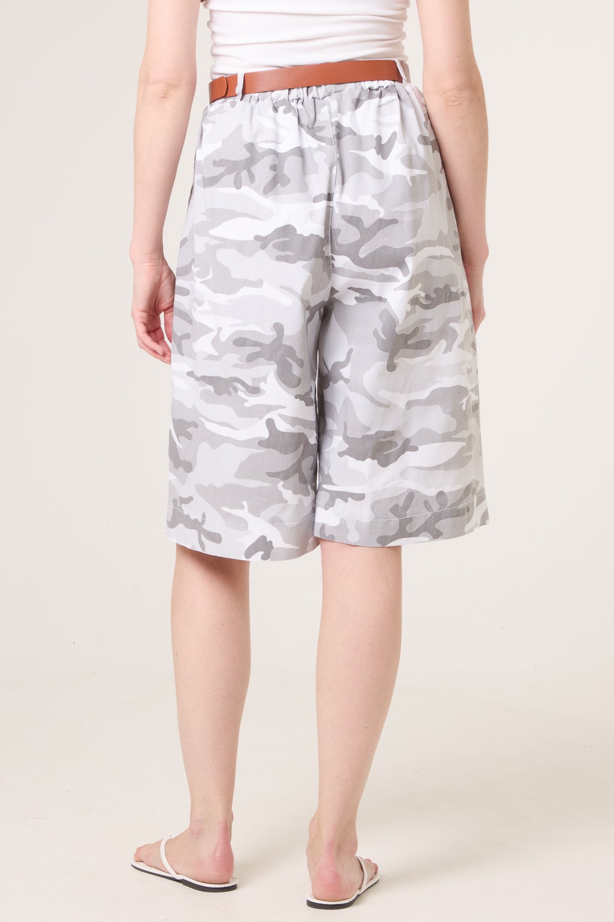 Belted Camouflage Bermuda Shorts