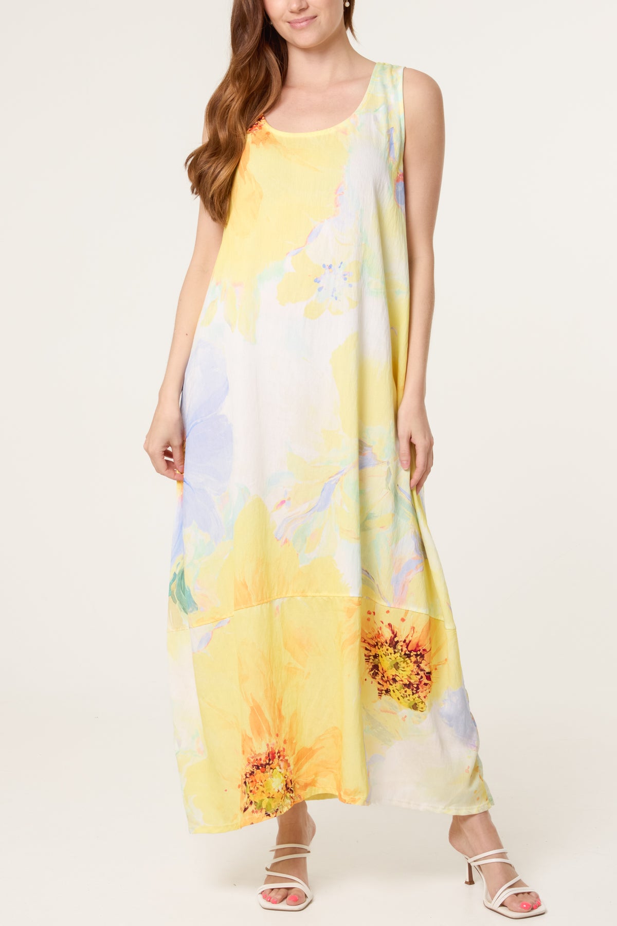Bold Flower Sleeveless Maxi Dress
