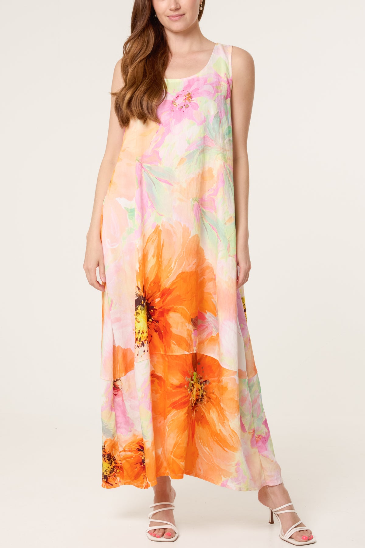 Bold Flower Sleeveless Maxi Dress