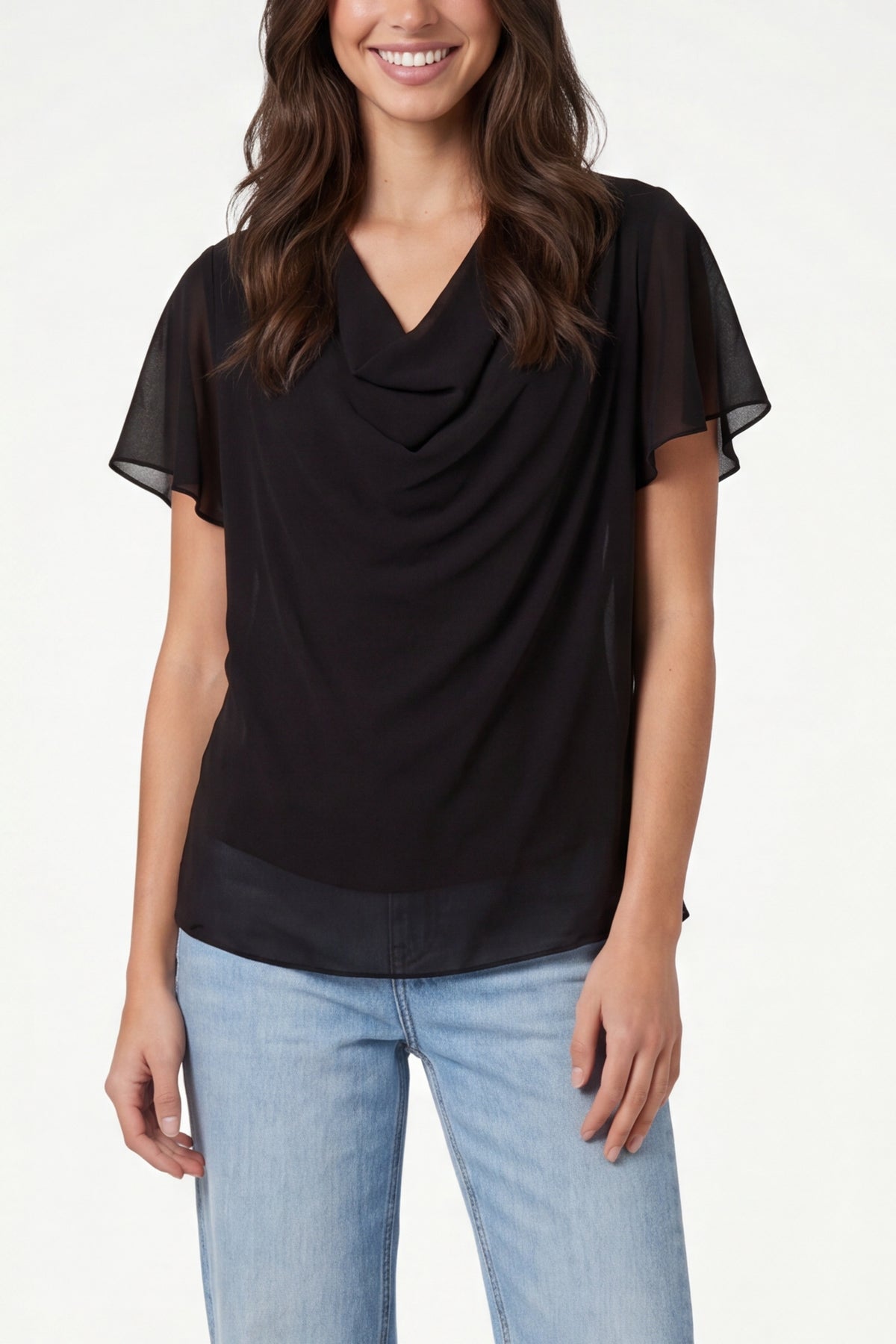 Chiffon Cowl Neck Blouse