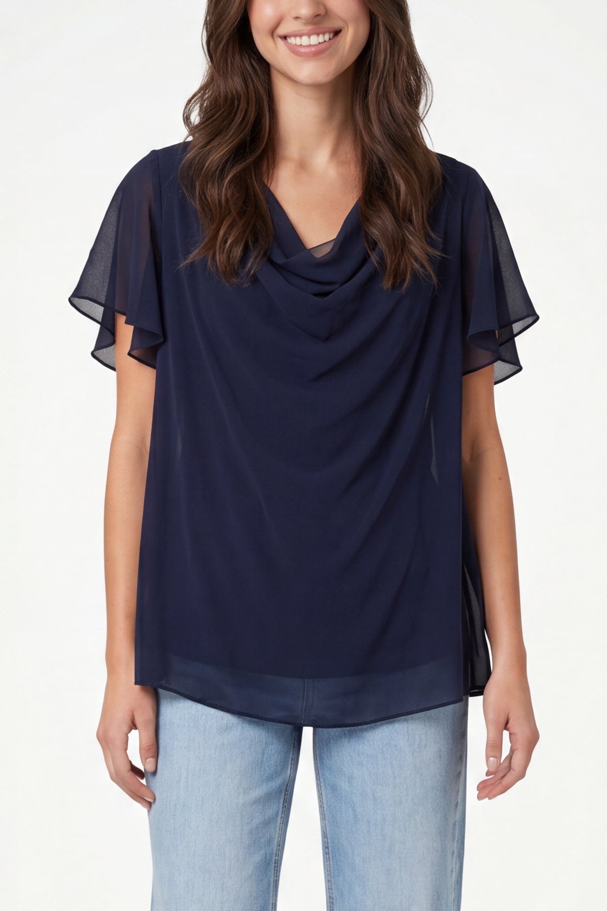 Chiffon Cowl Neck Blouse