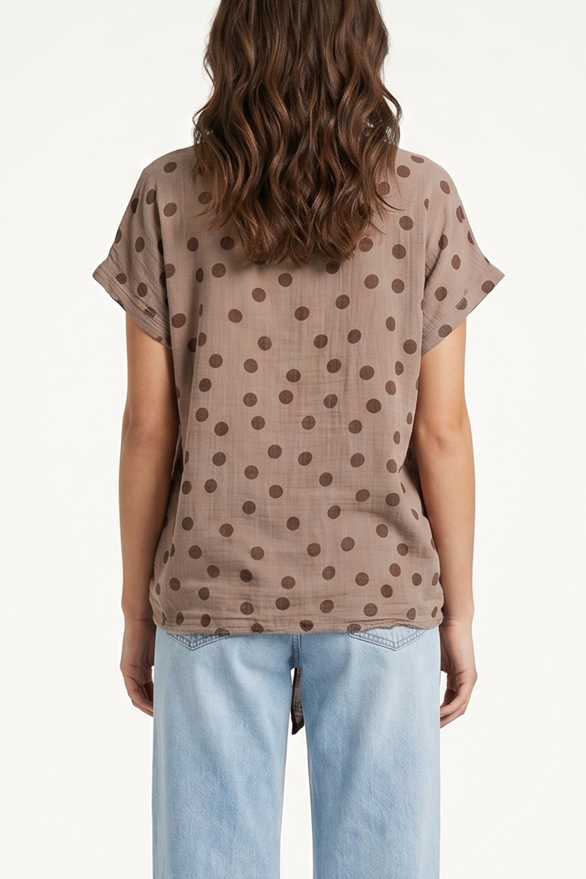 Side Knot Polka Dot Pure Cotton Top