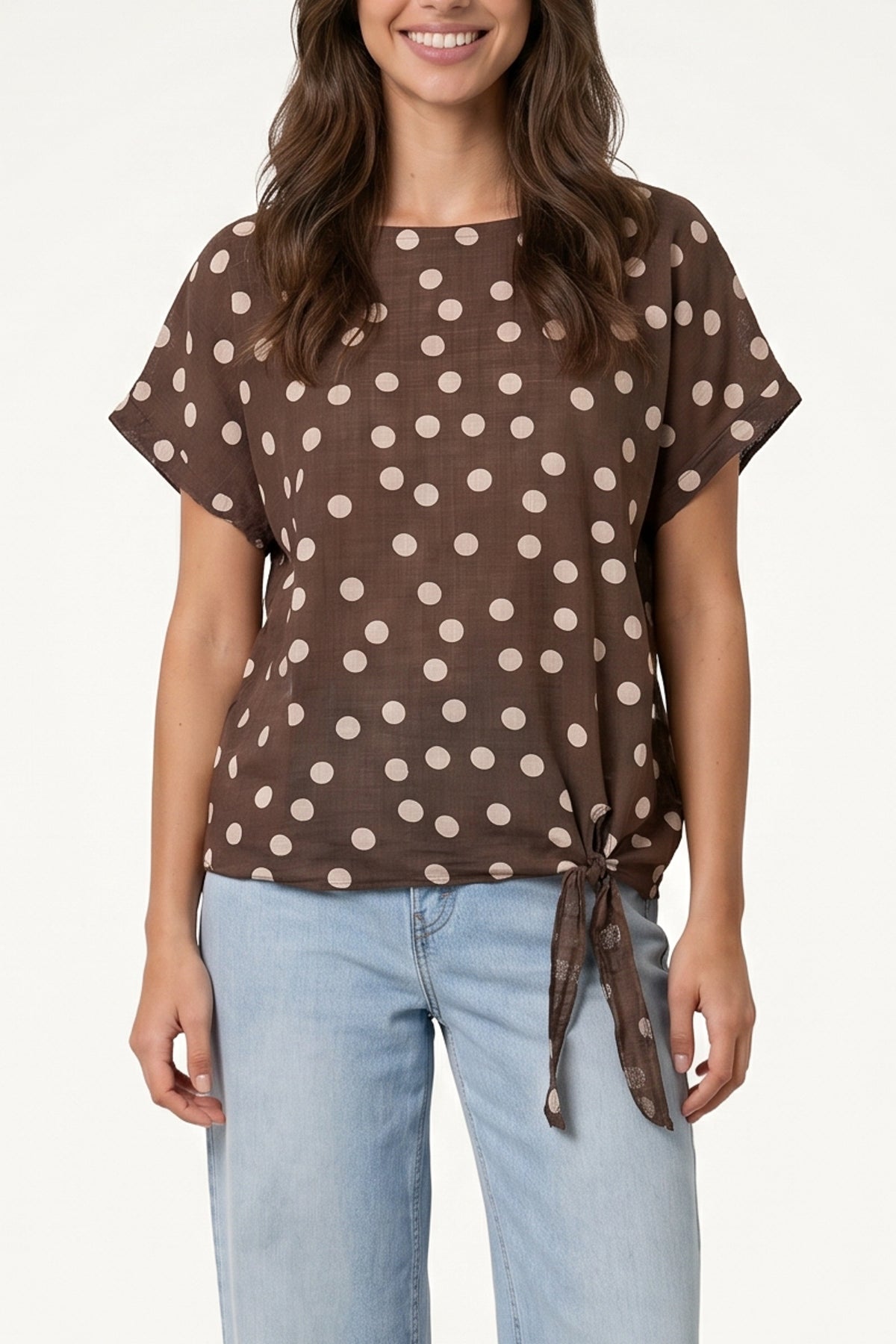 Side Knot Polka Dot Pure Cotton Top