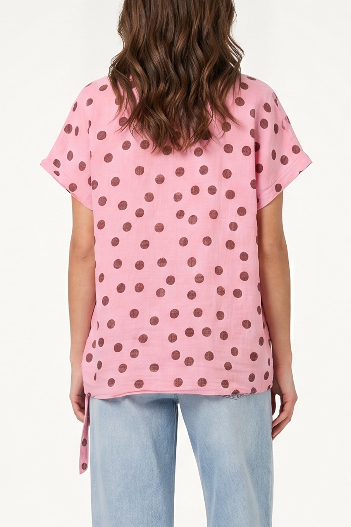 Side Knot Polka Dot Pure Cotton Top