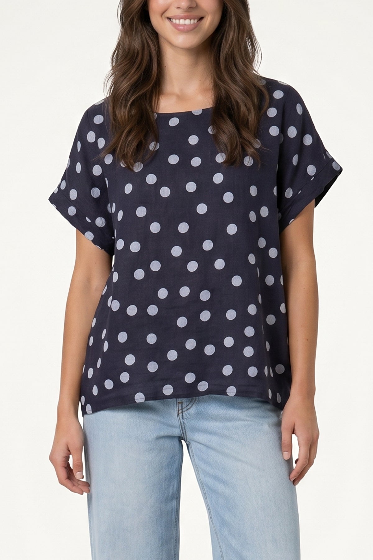 Pure Linen Polka Dot Top