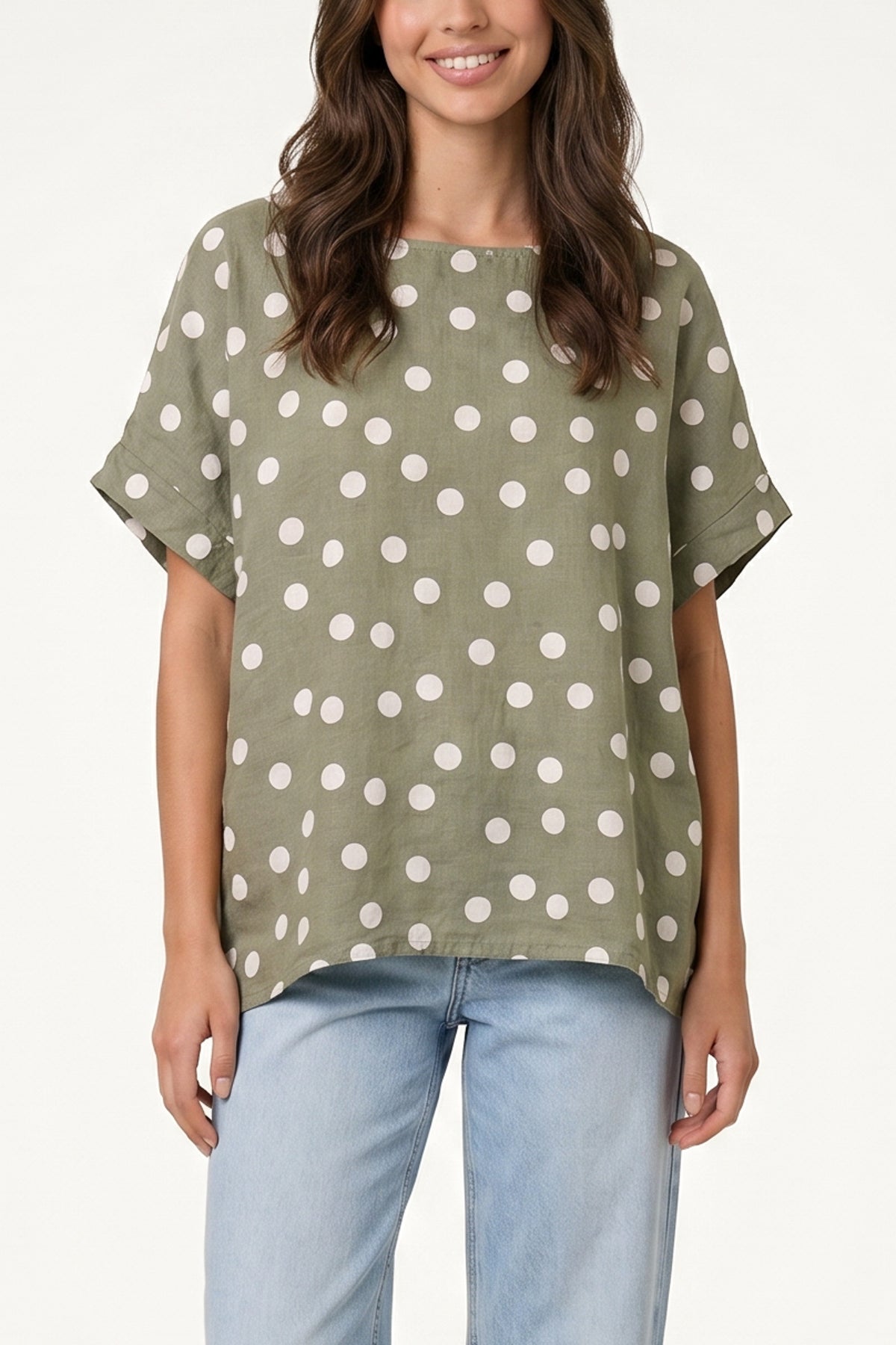 Pure Linen Polka Dot Top