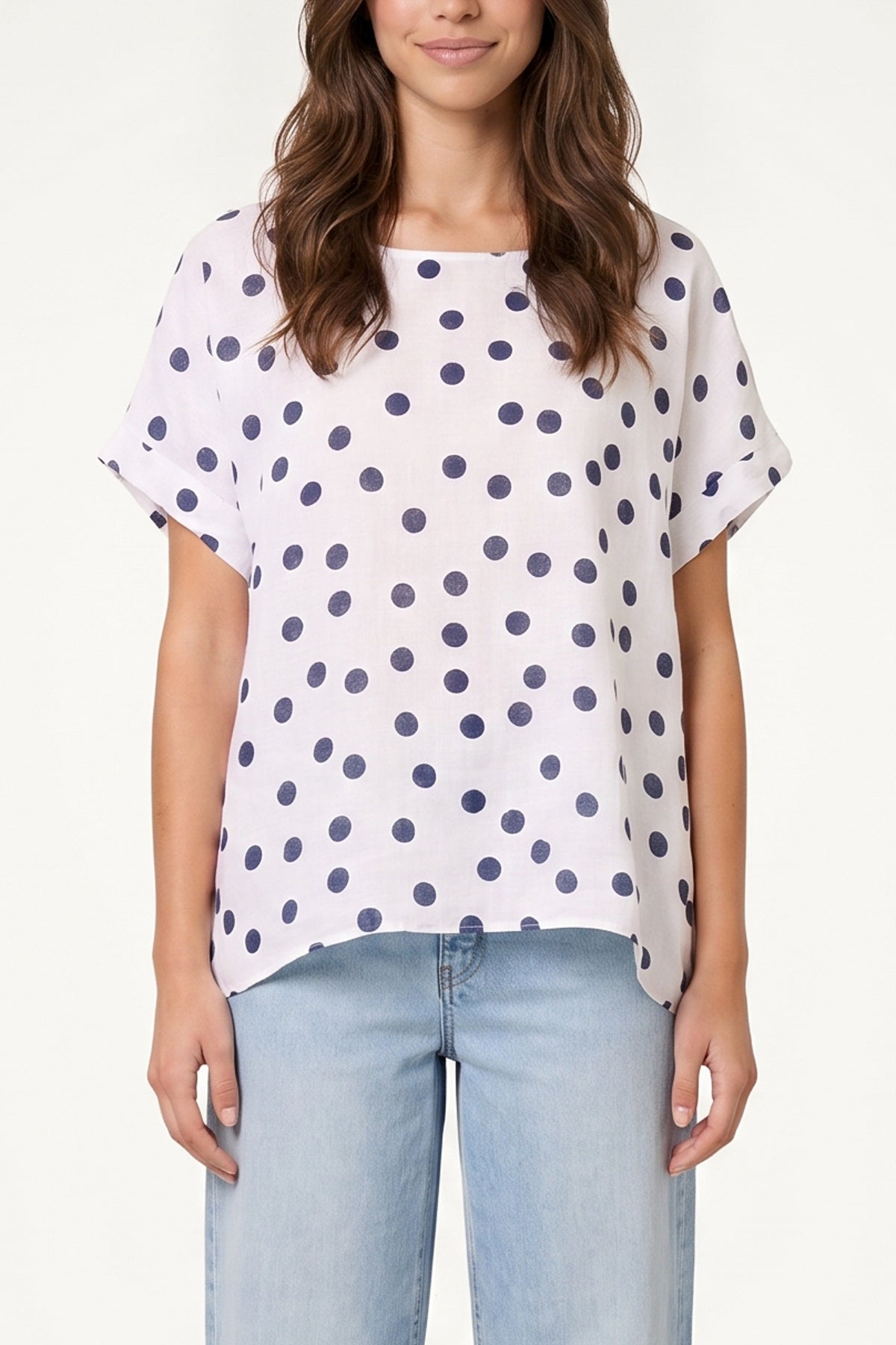 Pure Linen Polka Dot Top