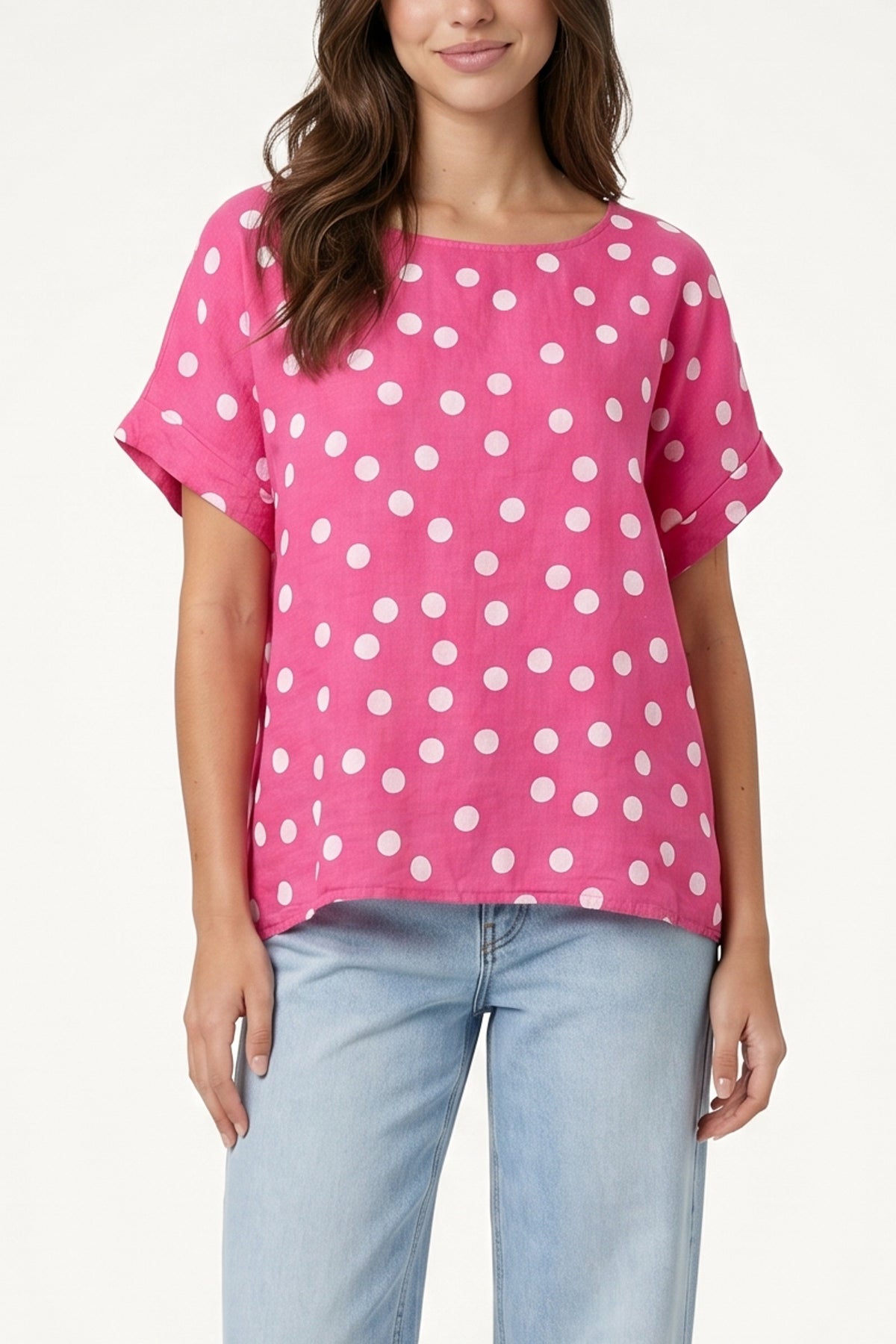 Pure Linen Polka Dot Top