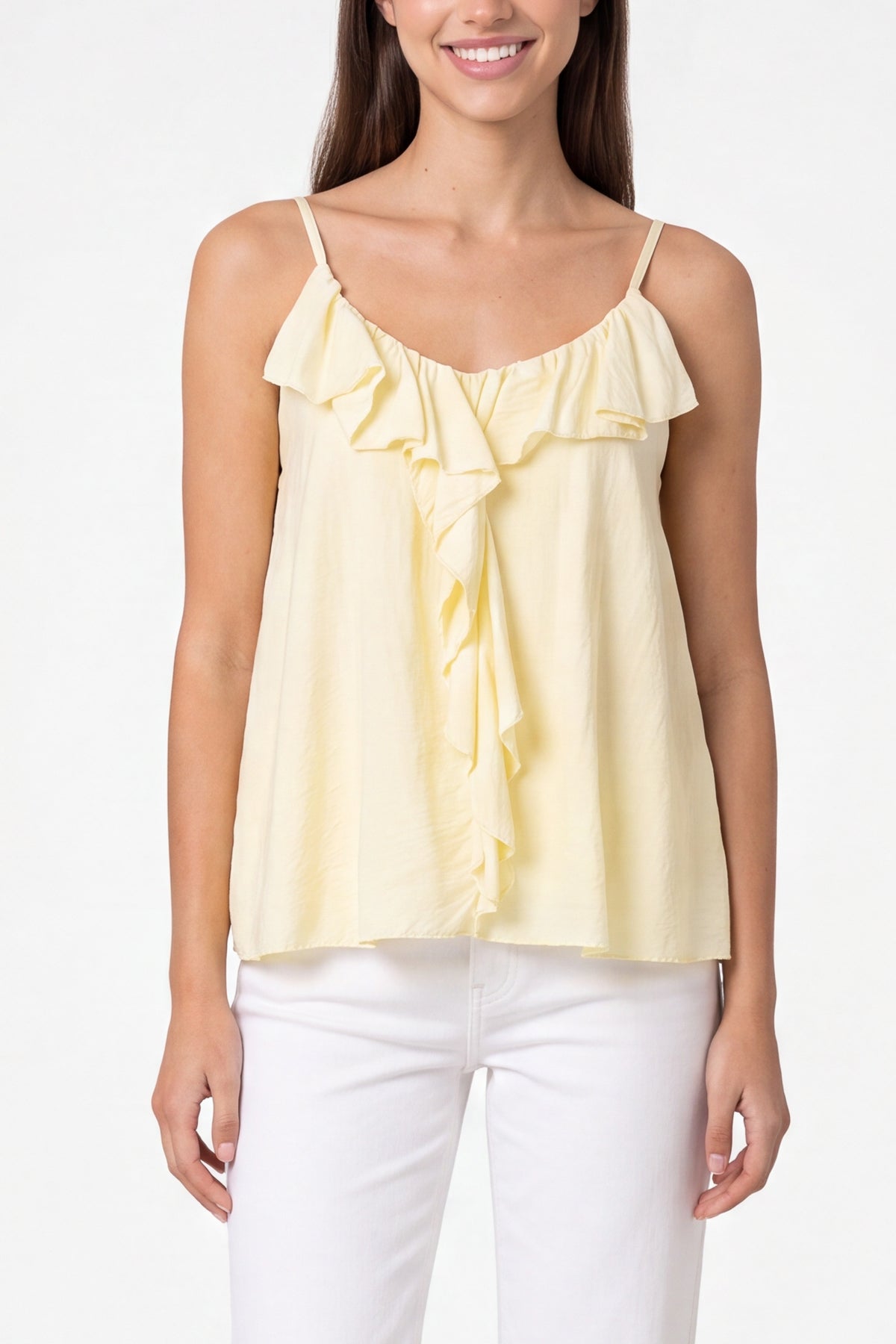 Ruffle Front Essential Strappy Top