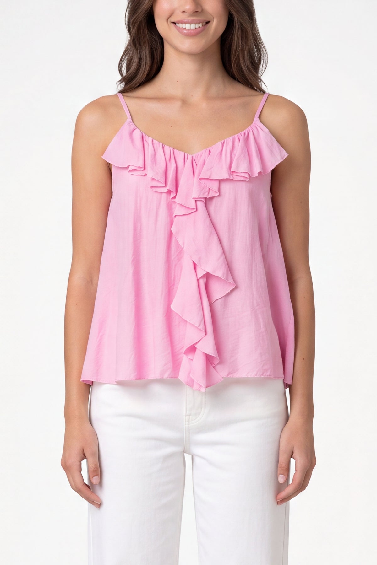 Ruffle Front Essential Strappy Top