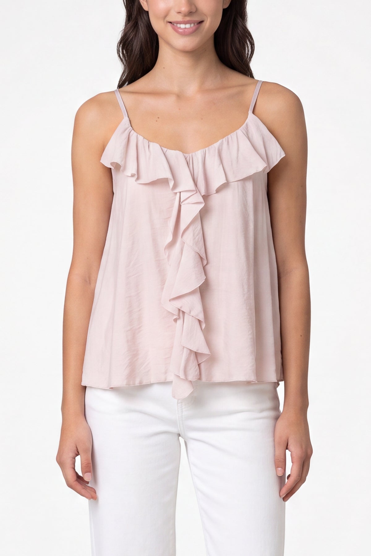 Ruffle Front Essential Strappy Top