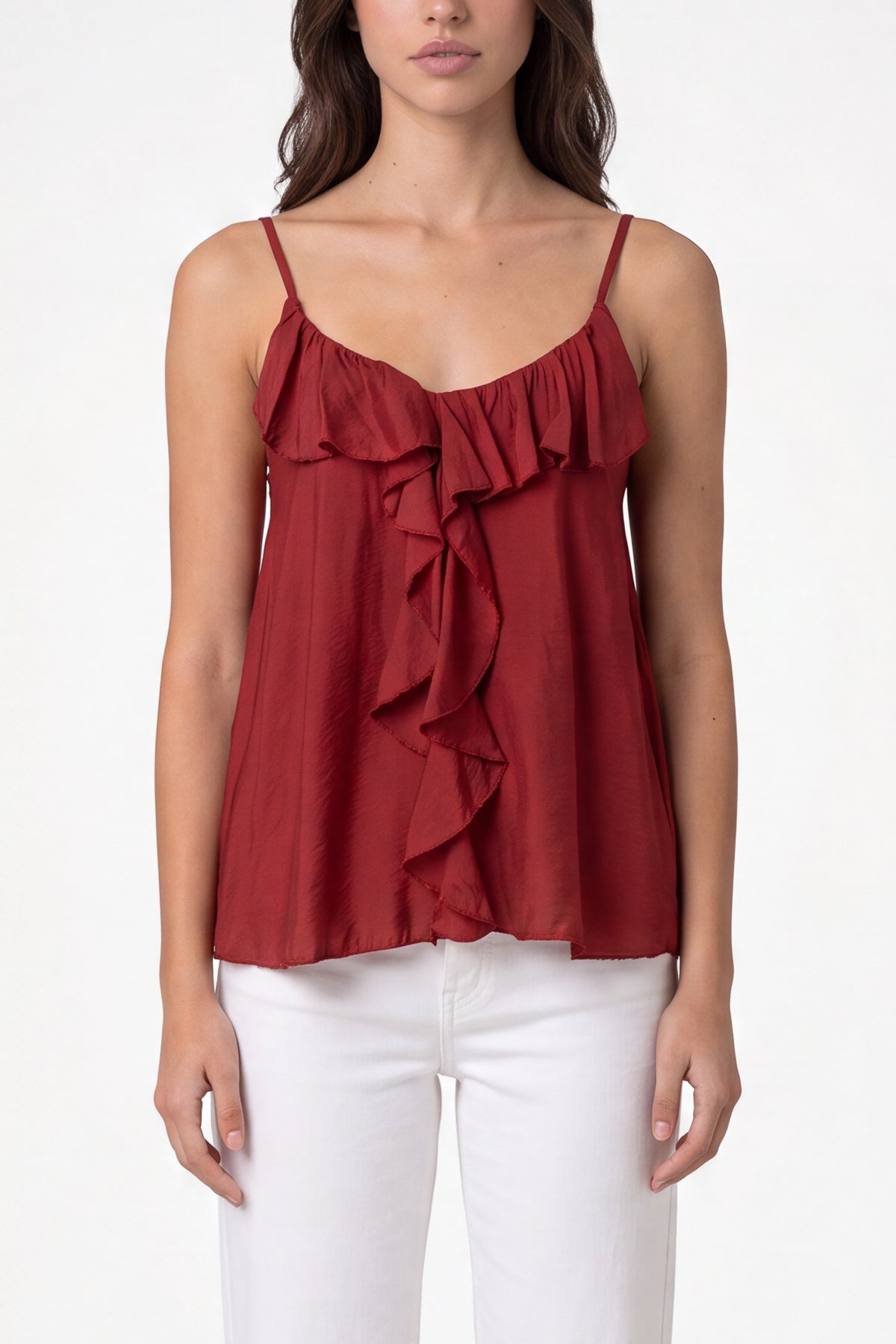 Ruffle Front Essential Strappy Top