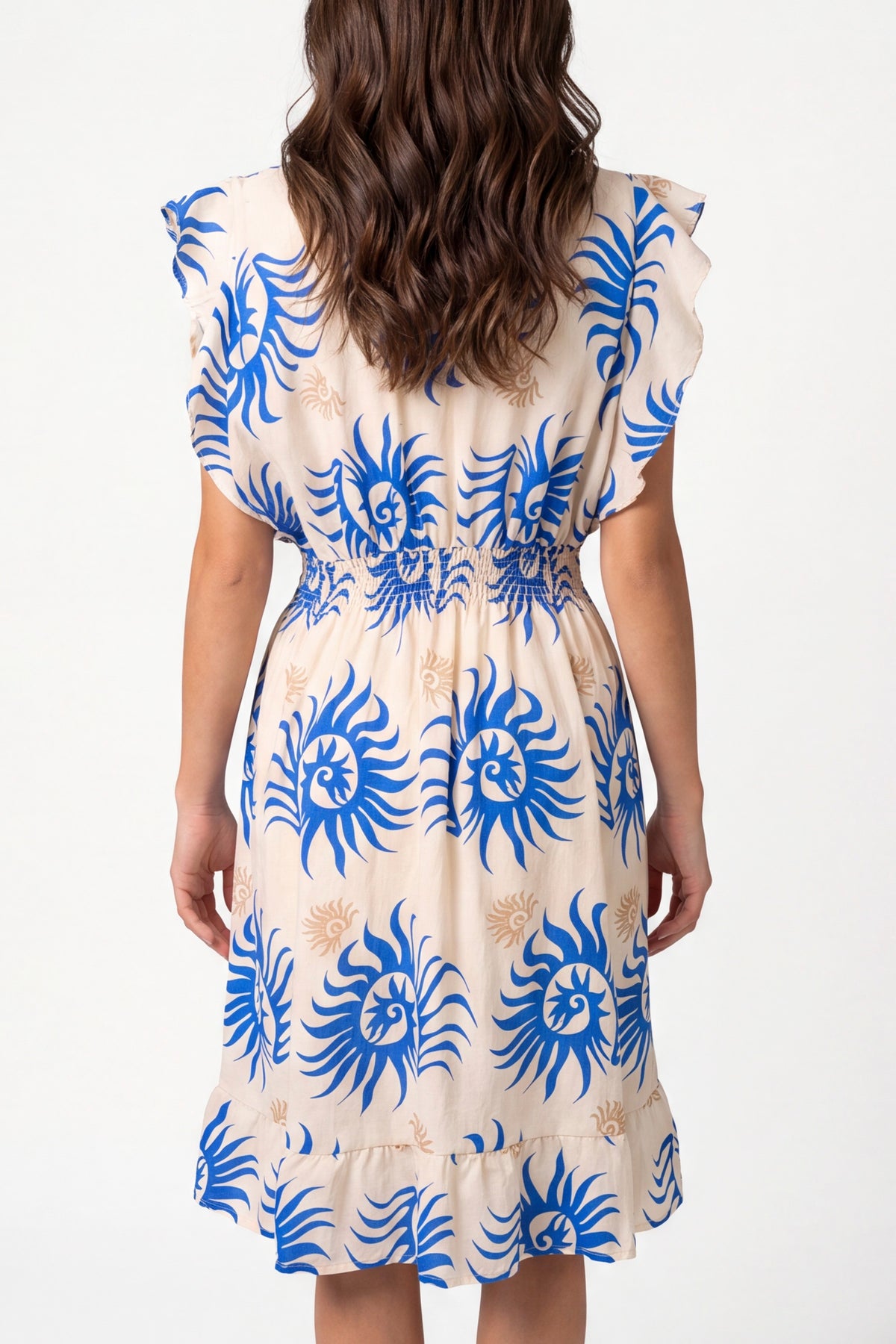 Spiralled Sun Patterned Mini Dress