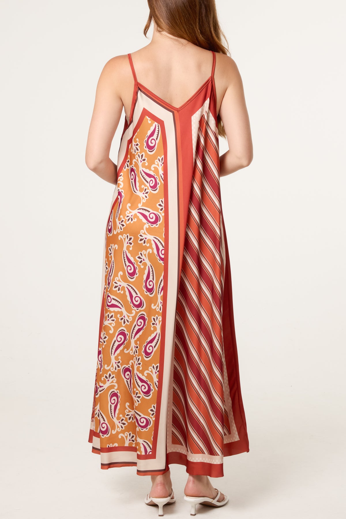 Reversible Satin Feel Sleeveless Paisley Midi Dress