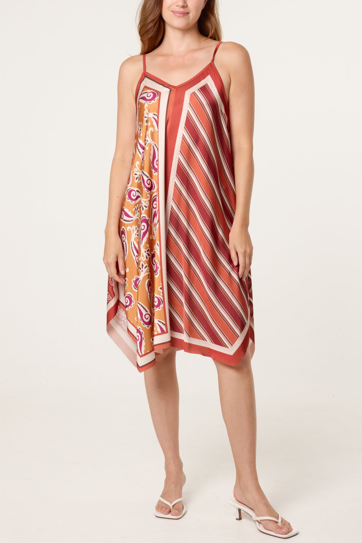 Reversible Satin Feel Sleeveless Paisley Mini Dress