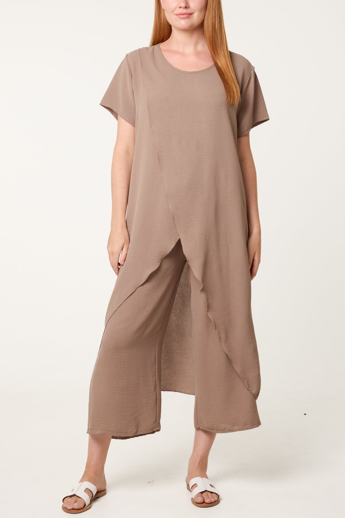 Crisscross Longline Slit Top And Trouser