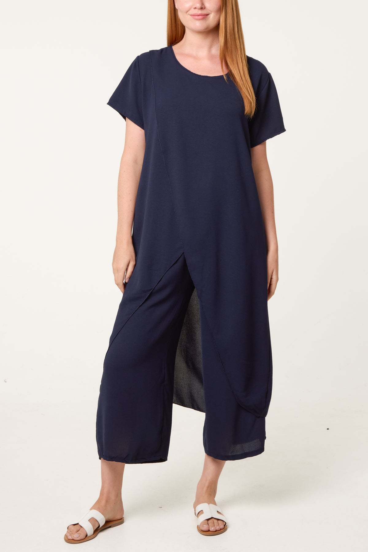 Crisscross Longline Slit Top And Trouser