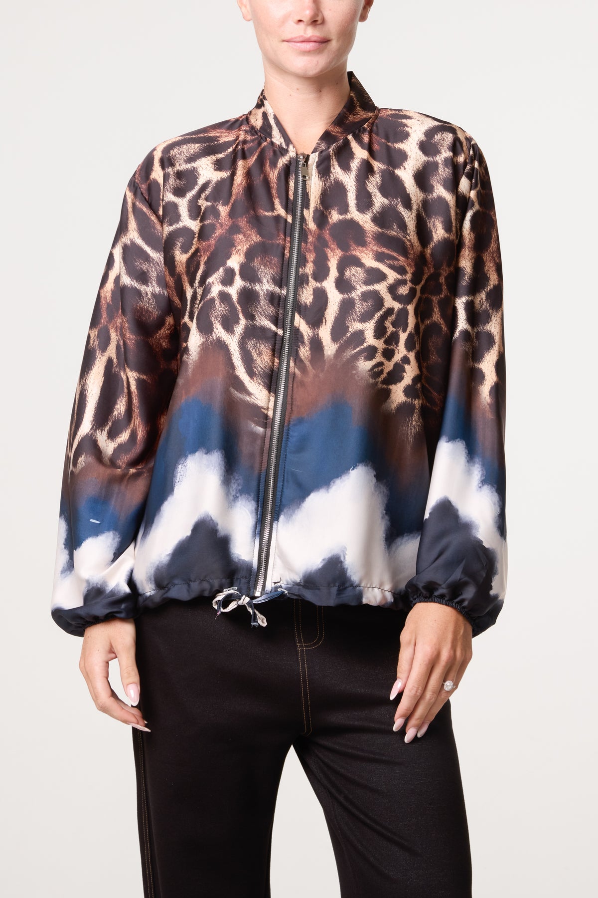 Zip Through Mix Geo Animal Print Jacket